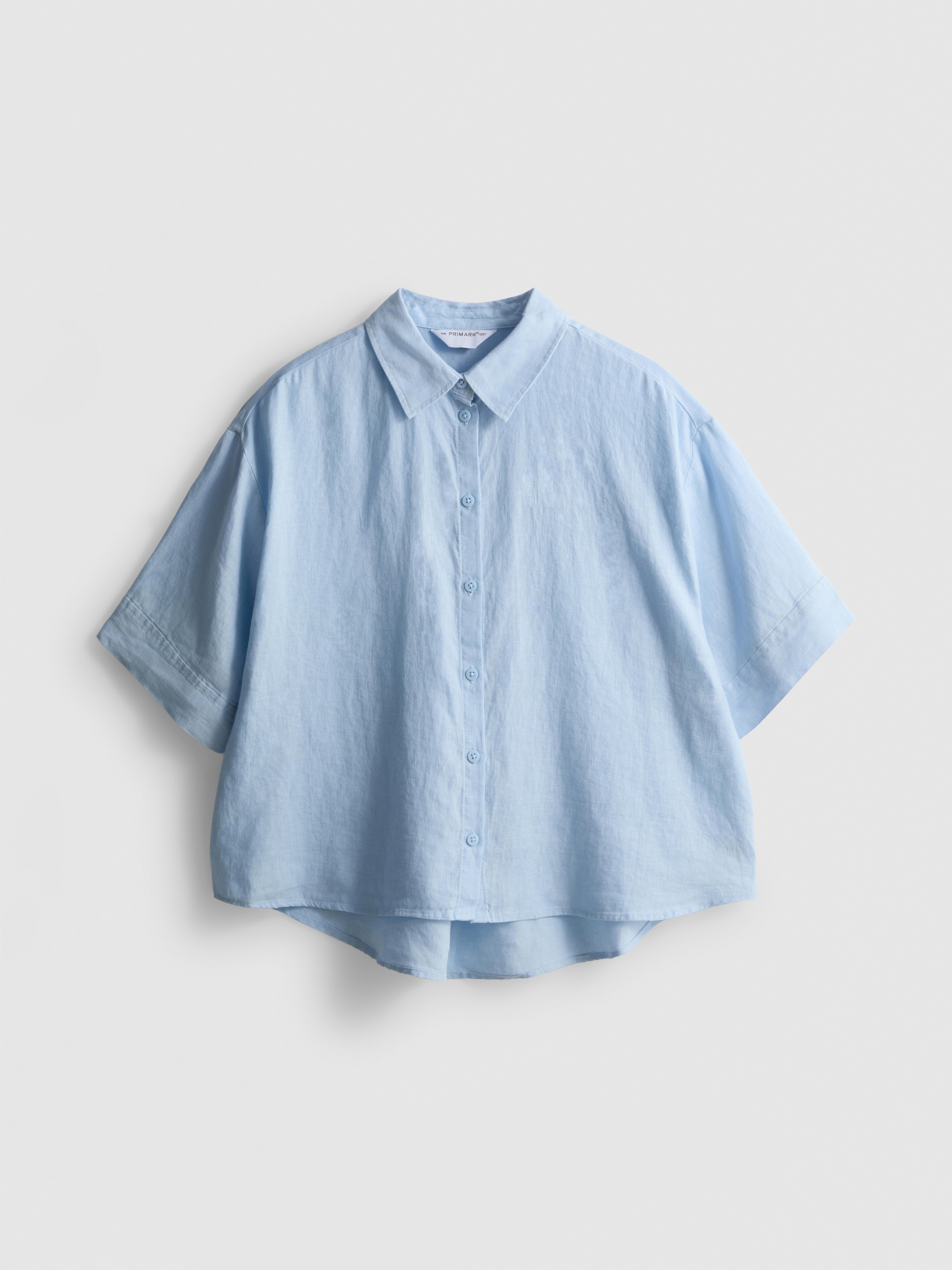 The Edit Pure Linen Cropped Shirt