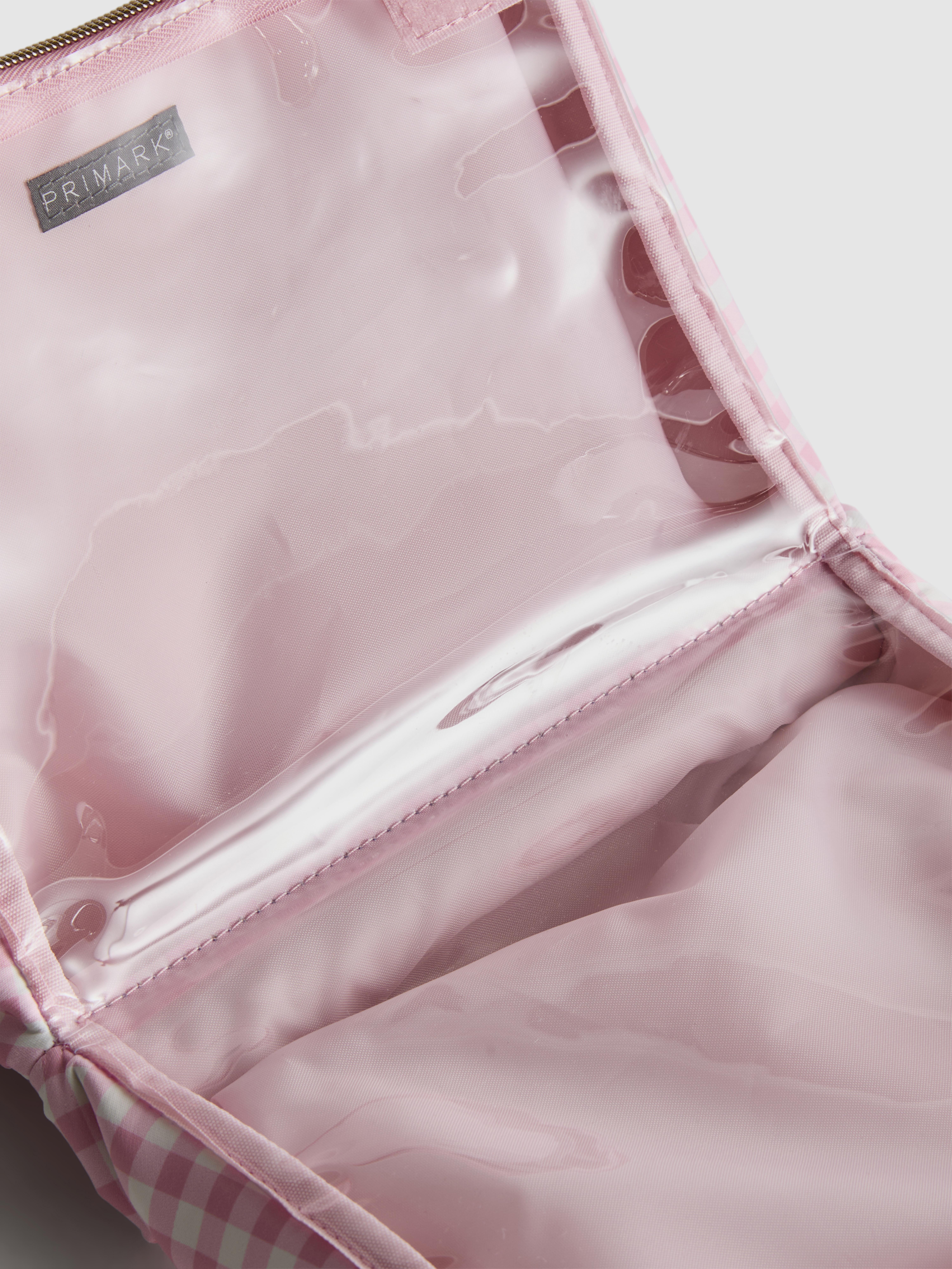 Geantă pliabilă pentru cosmetice, cu model cadrilat