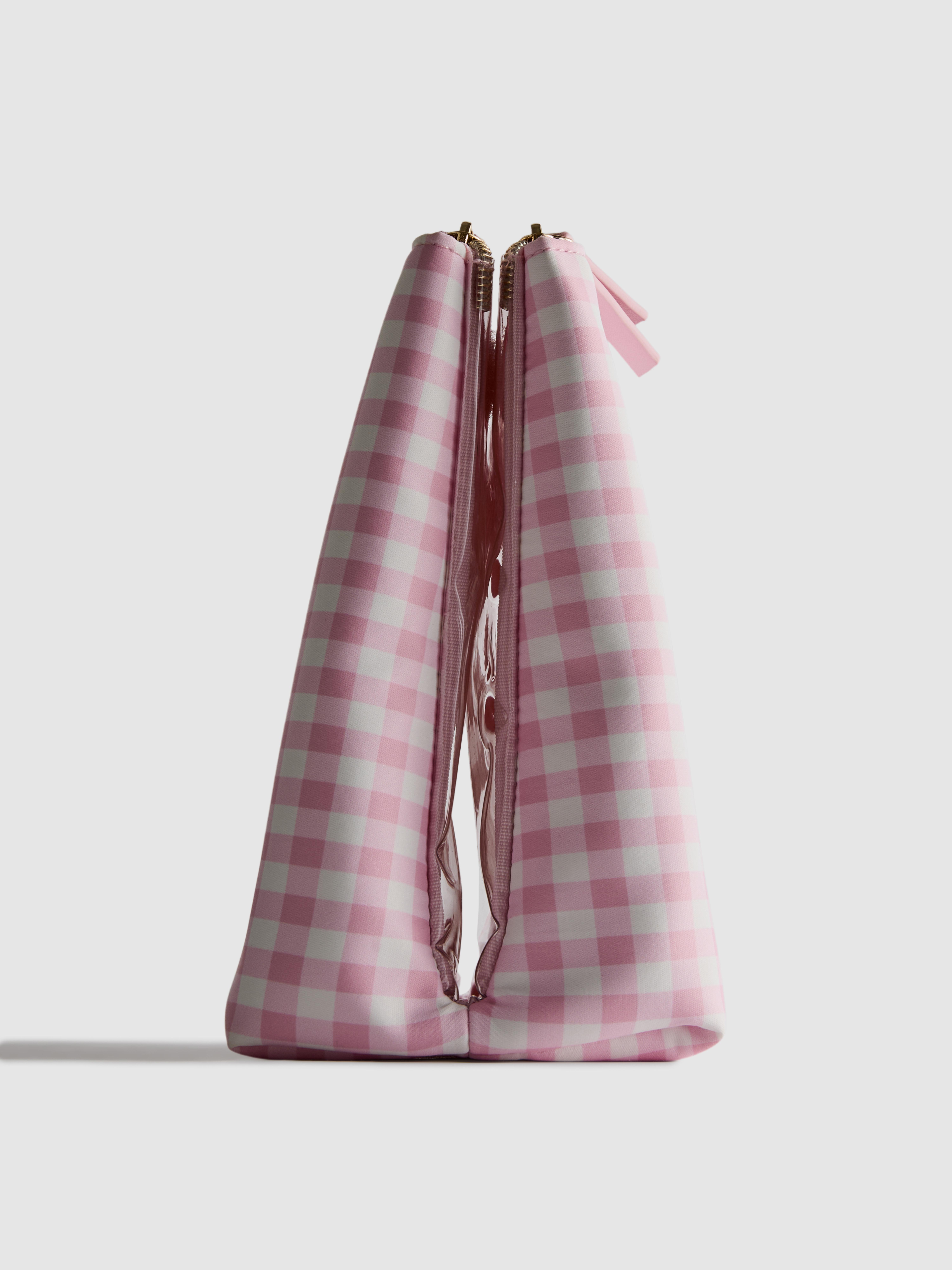 Gingham Fold-Out Wash Bag