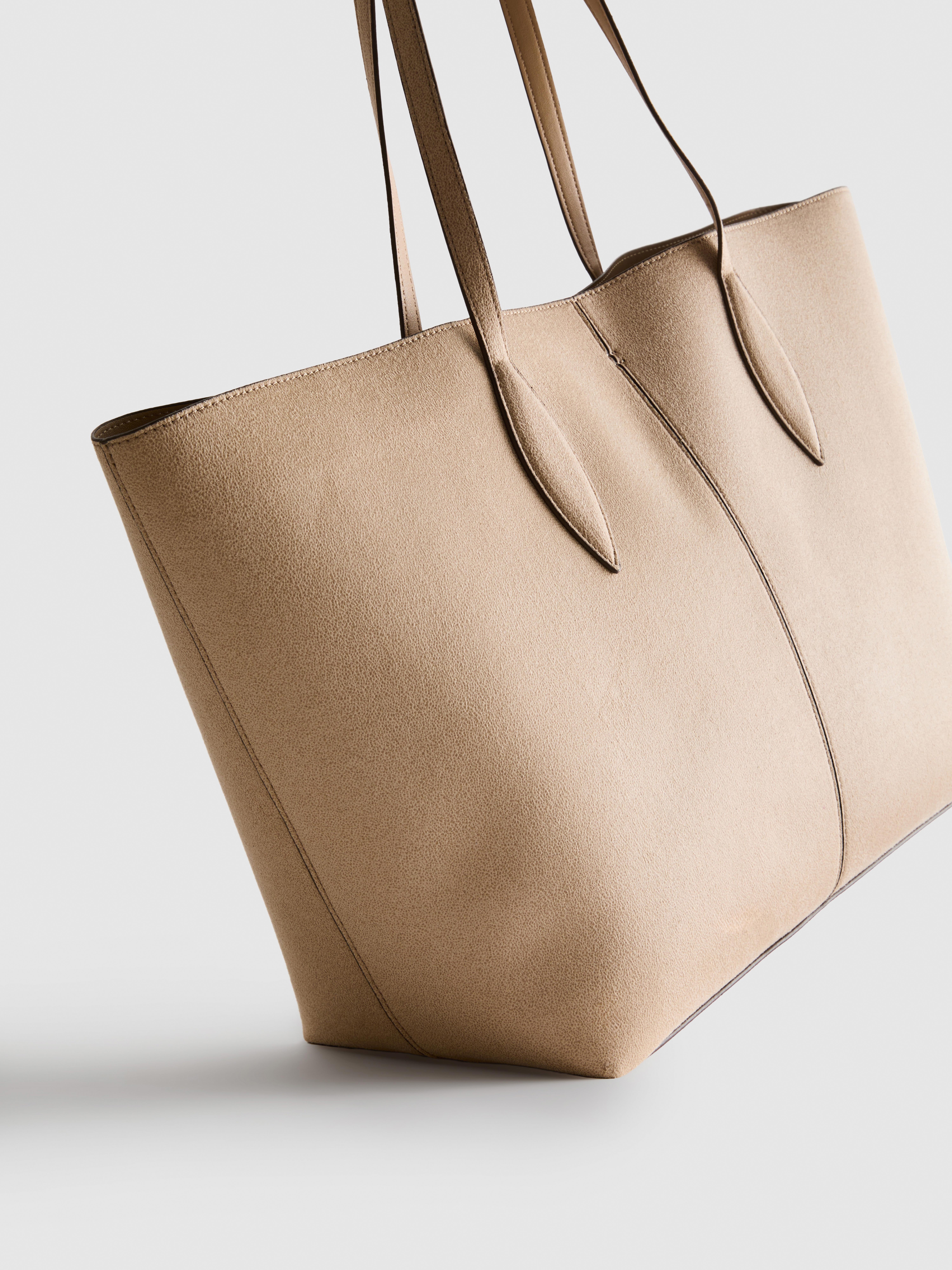 Panelowa torba shopper ze sztucznego zamszu