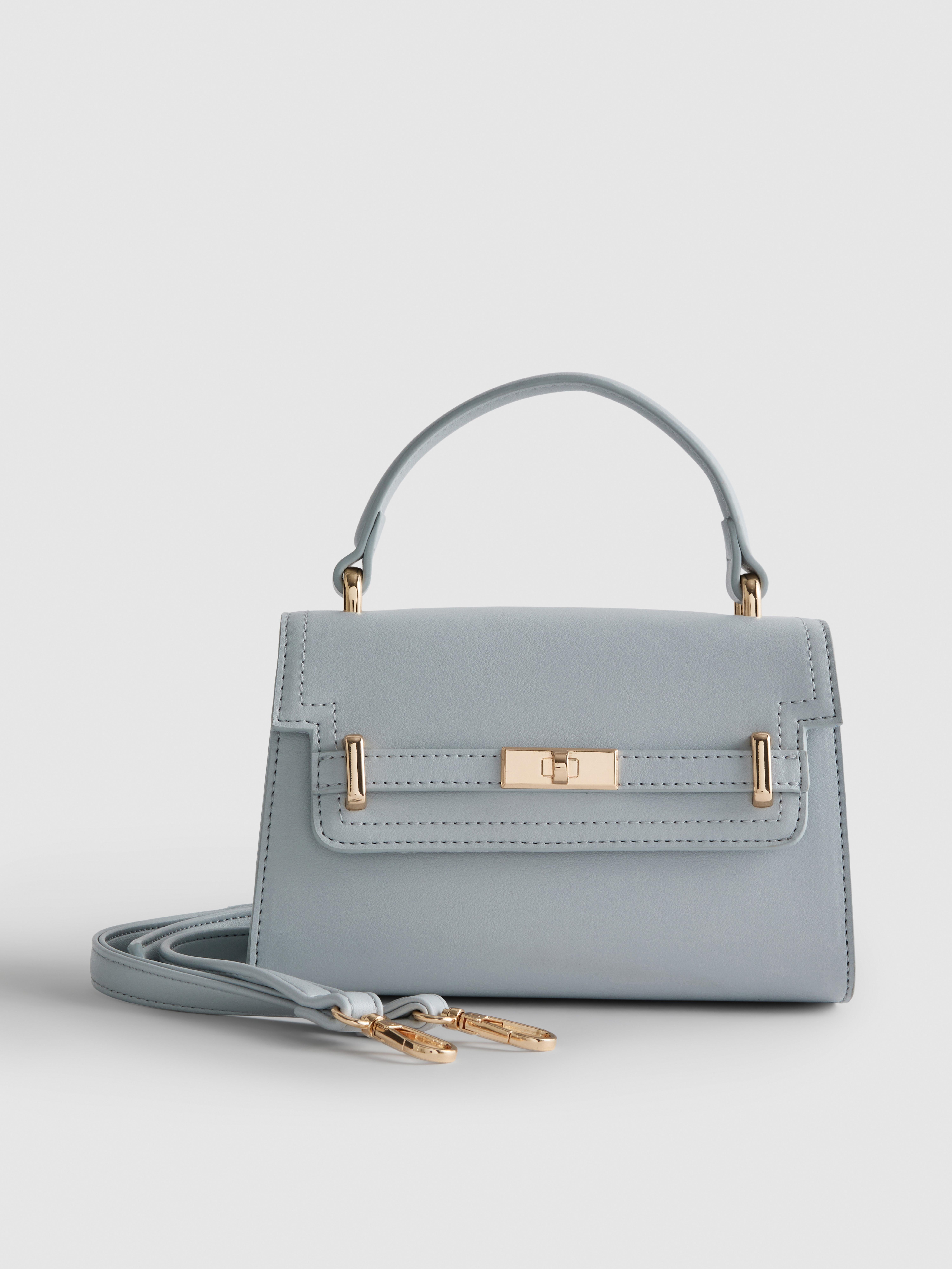 Faux Leather Top Handle Bag