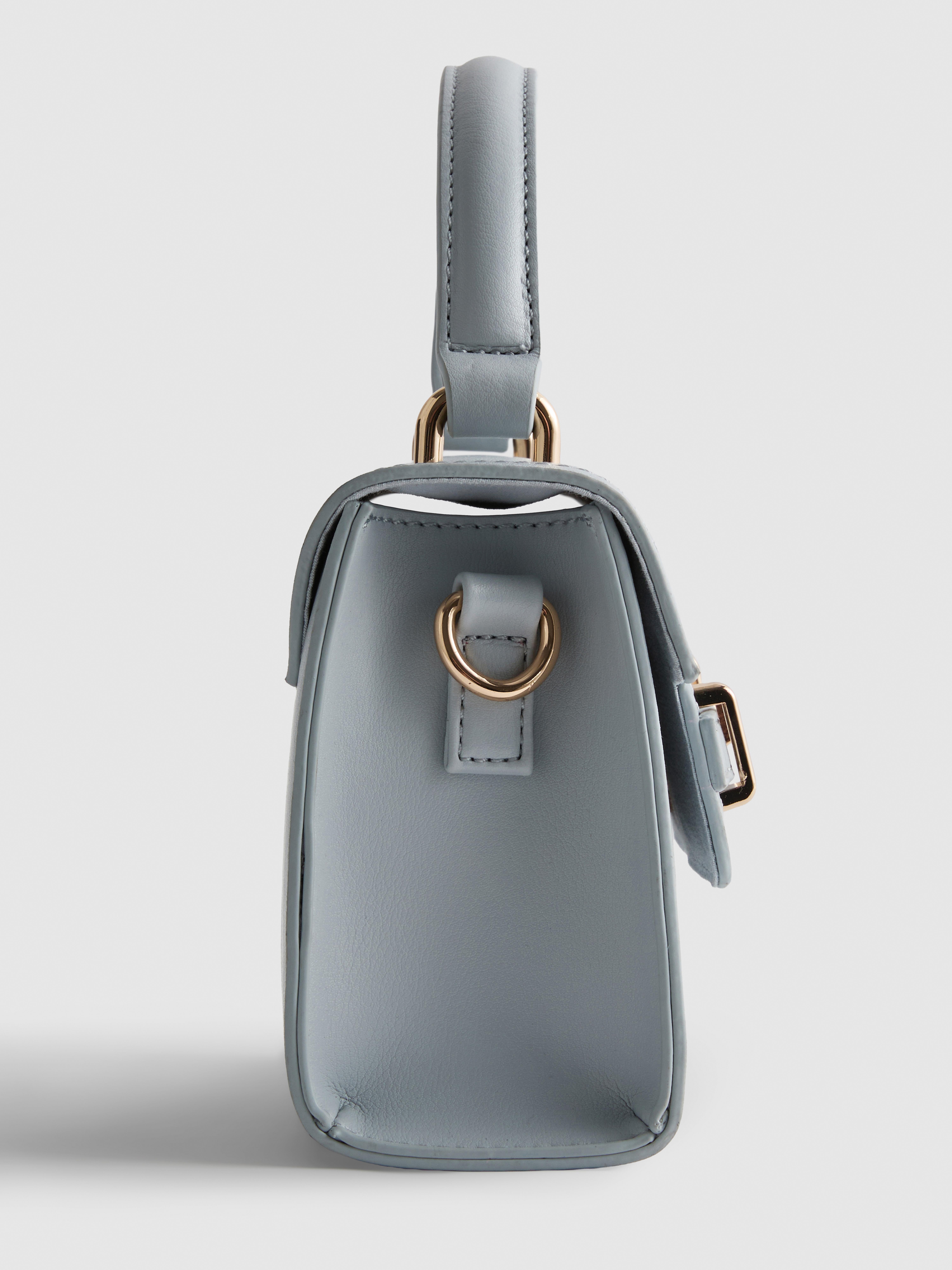 Faux Leather Top Handle Bag