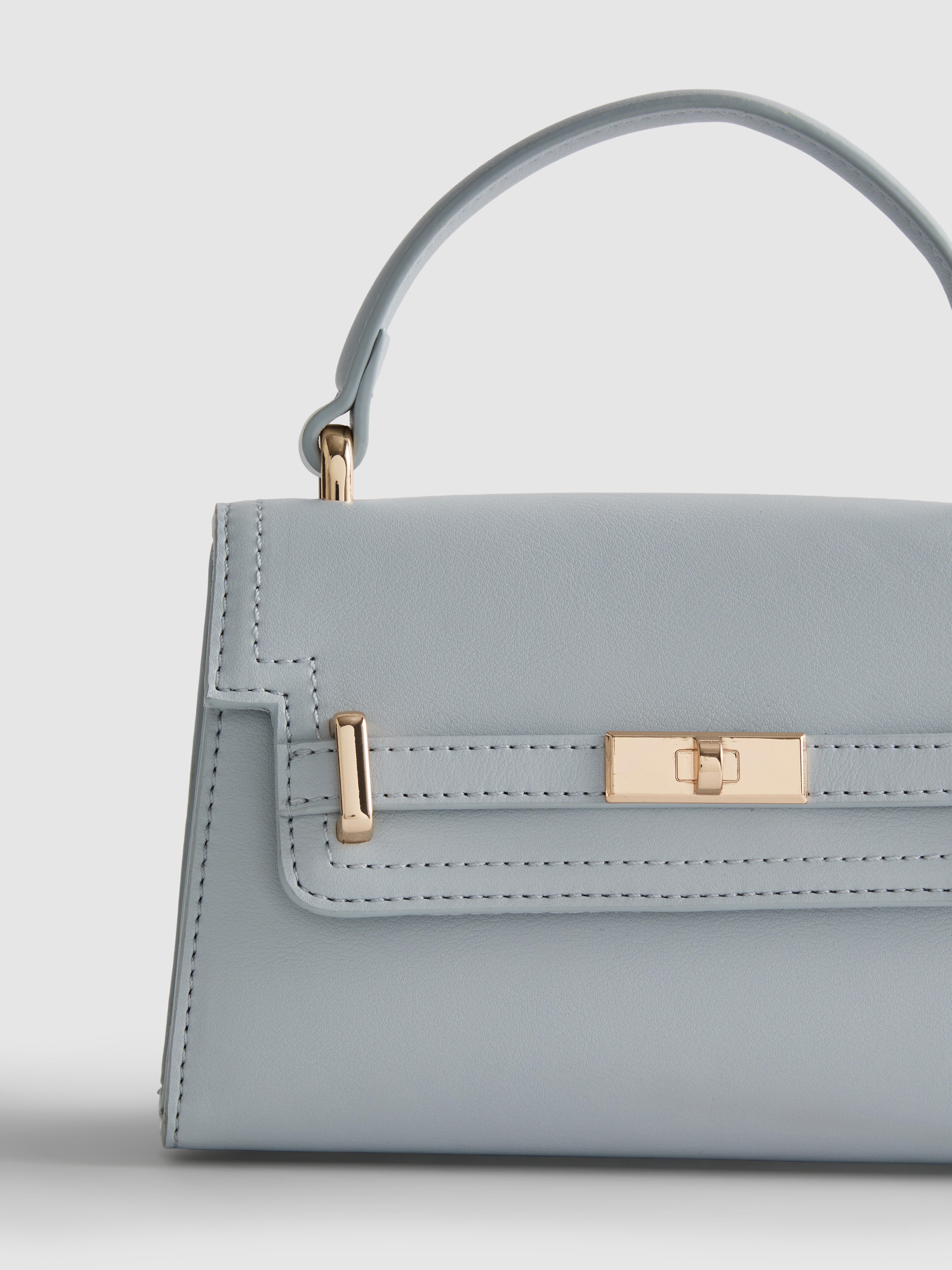 Faux Leather Top Handle Bag