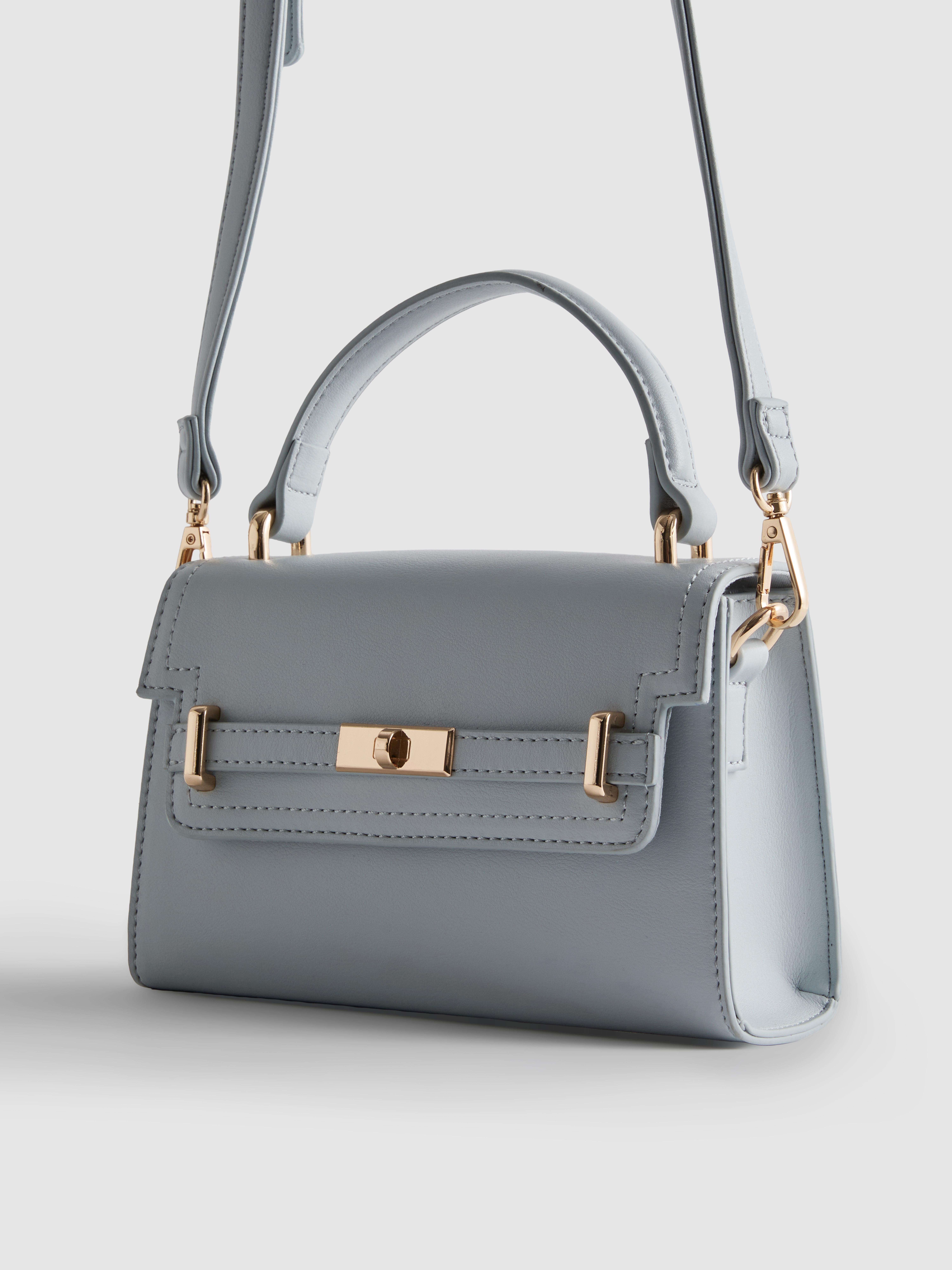 Faux Leather Top Handle Bag
