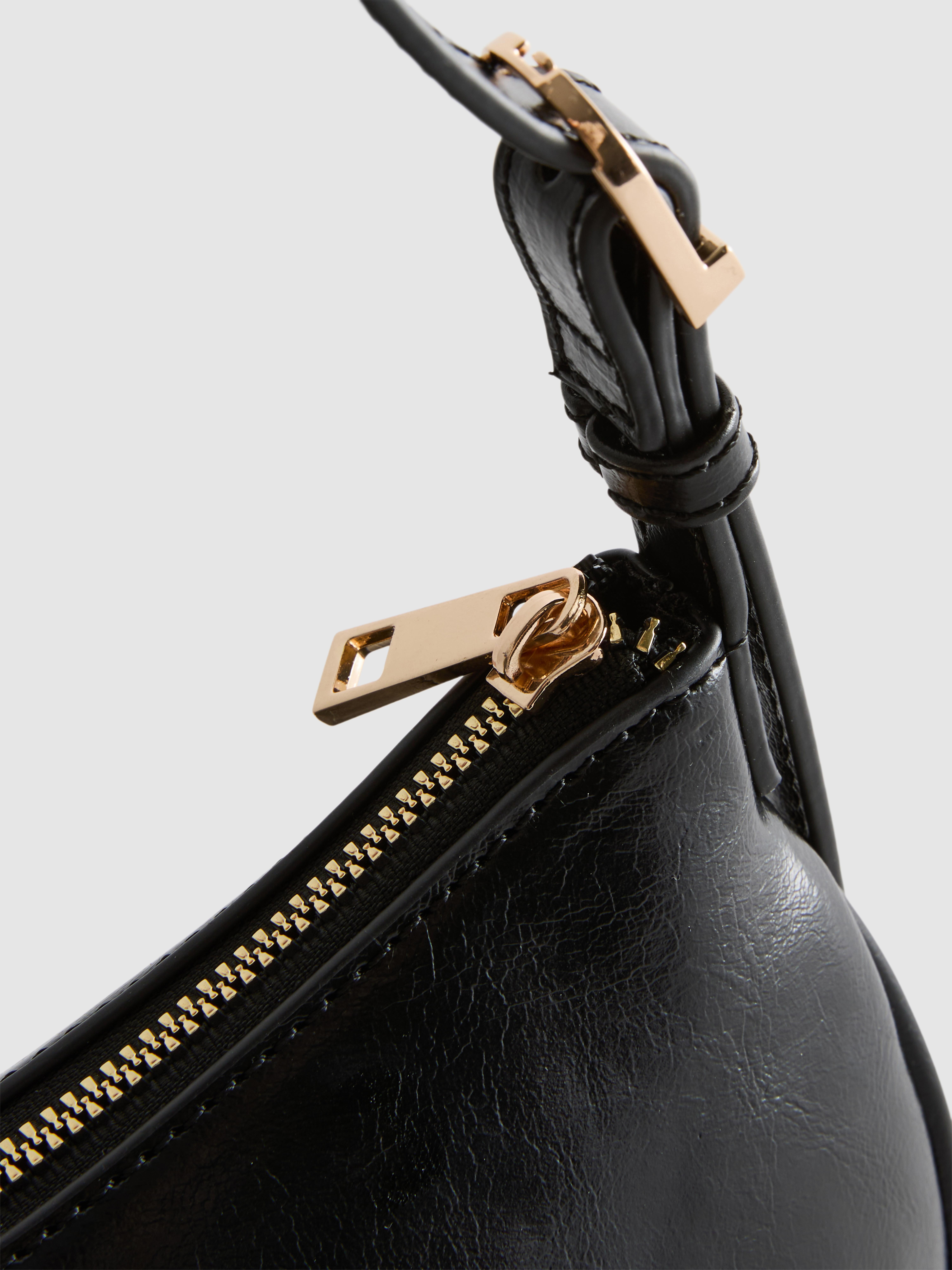 Curved Faux Leather Shoulder Bag