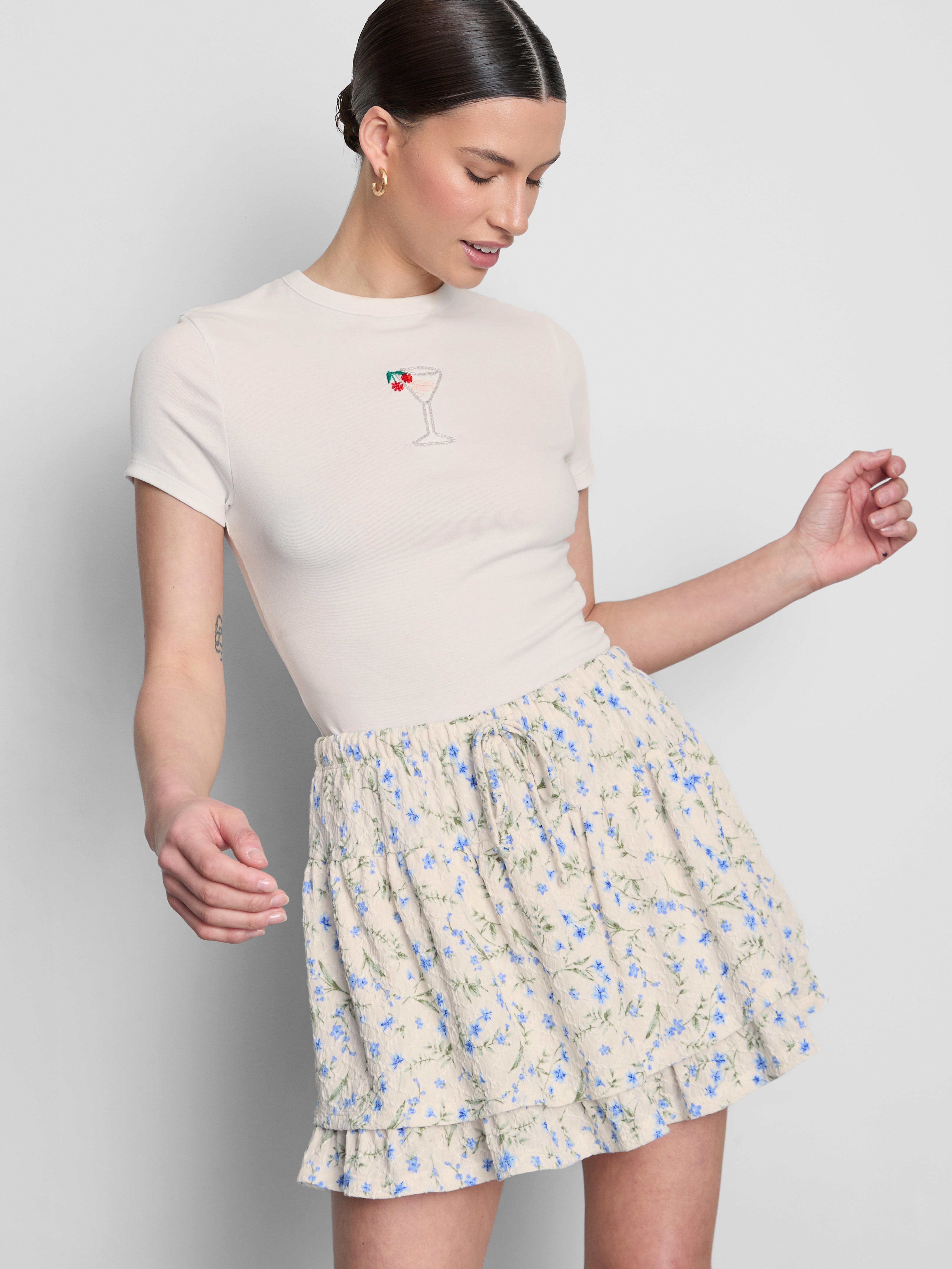Floral Ruffle Mini Skirt