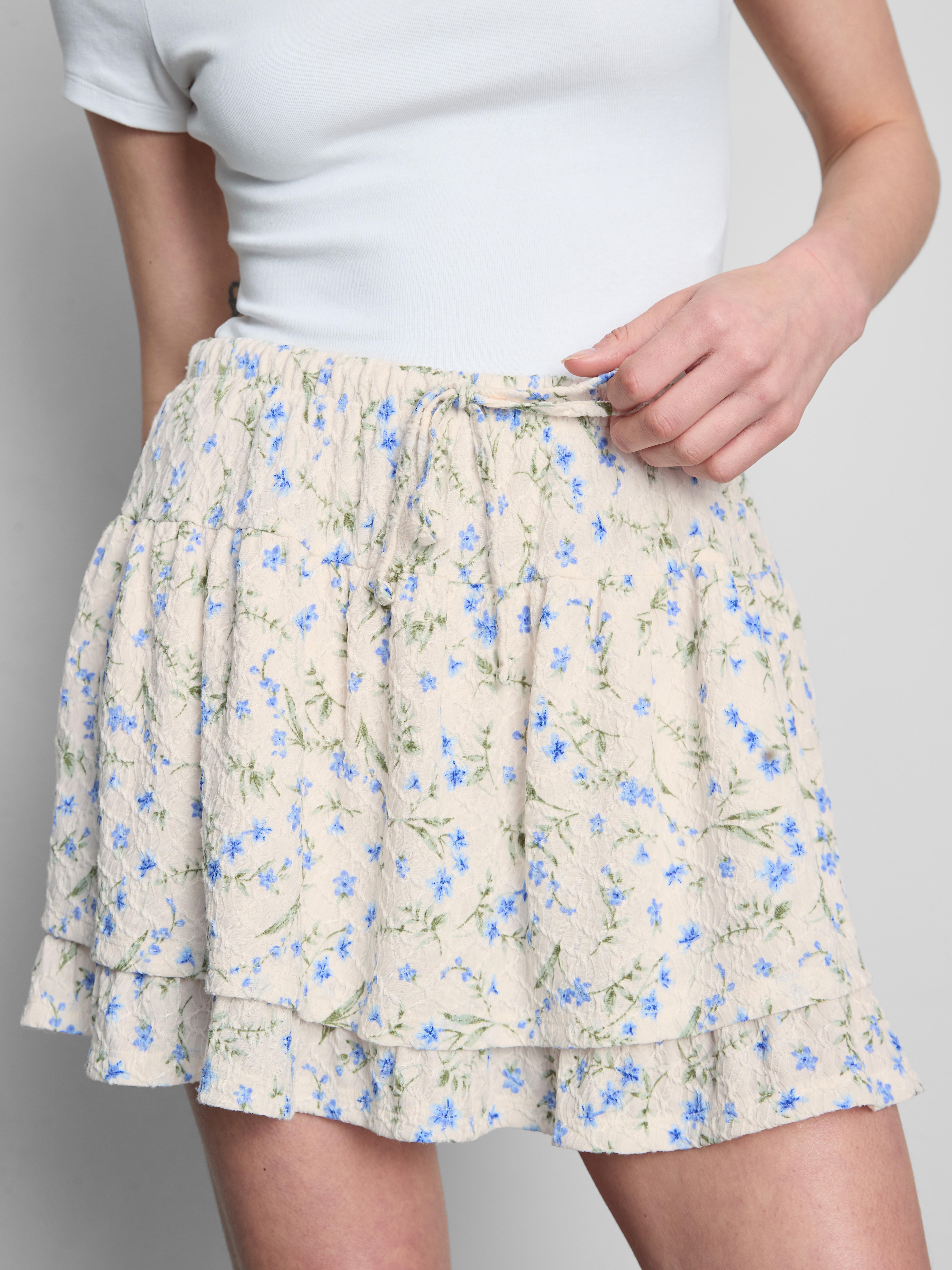 Floral Ruffle Mini Skirt
