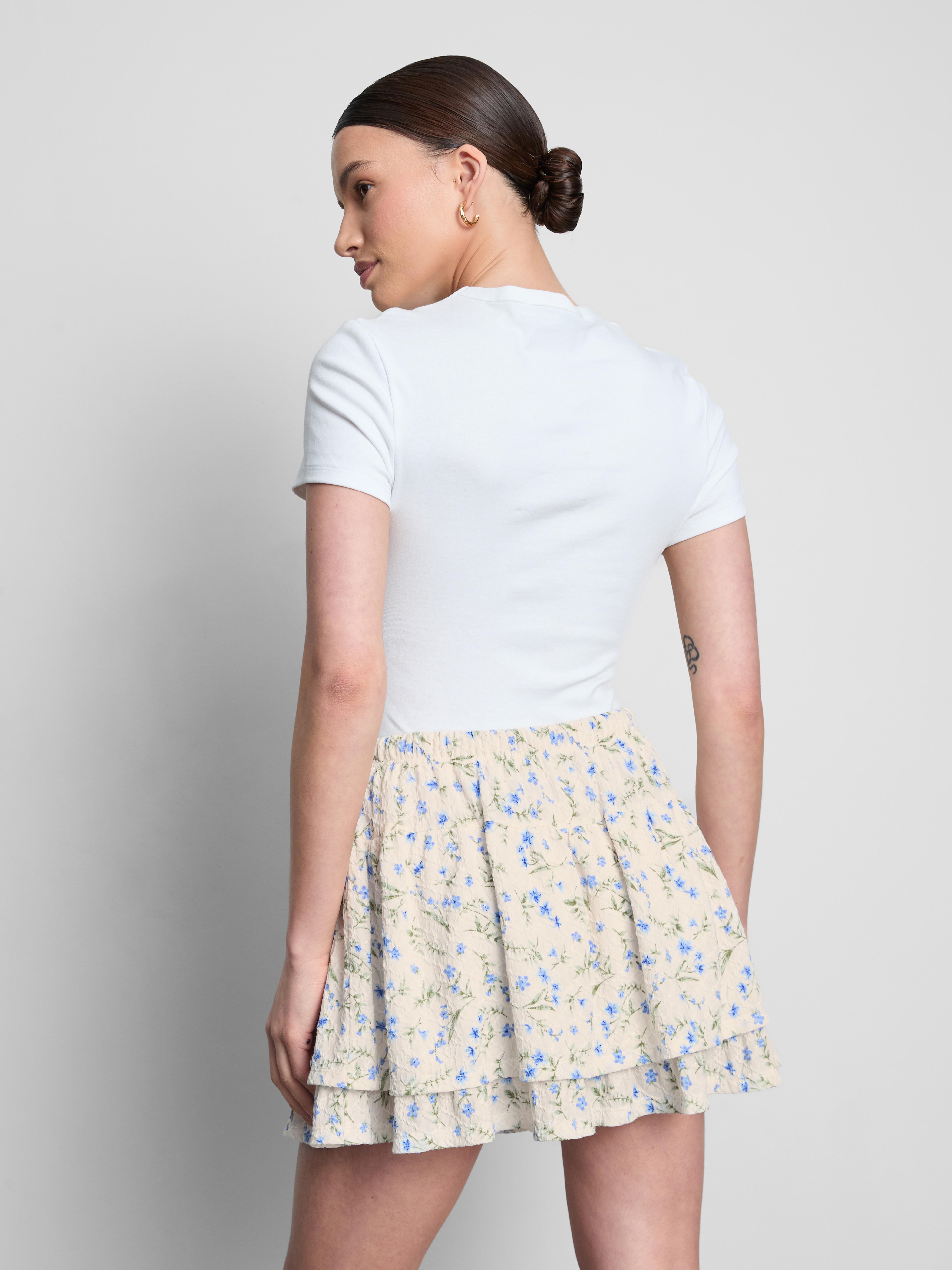 Floral Ruffle Mini Skirt