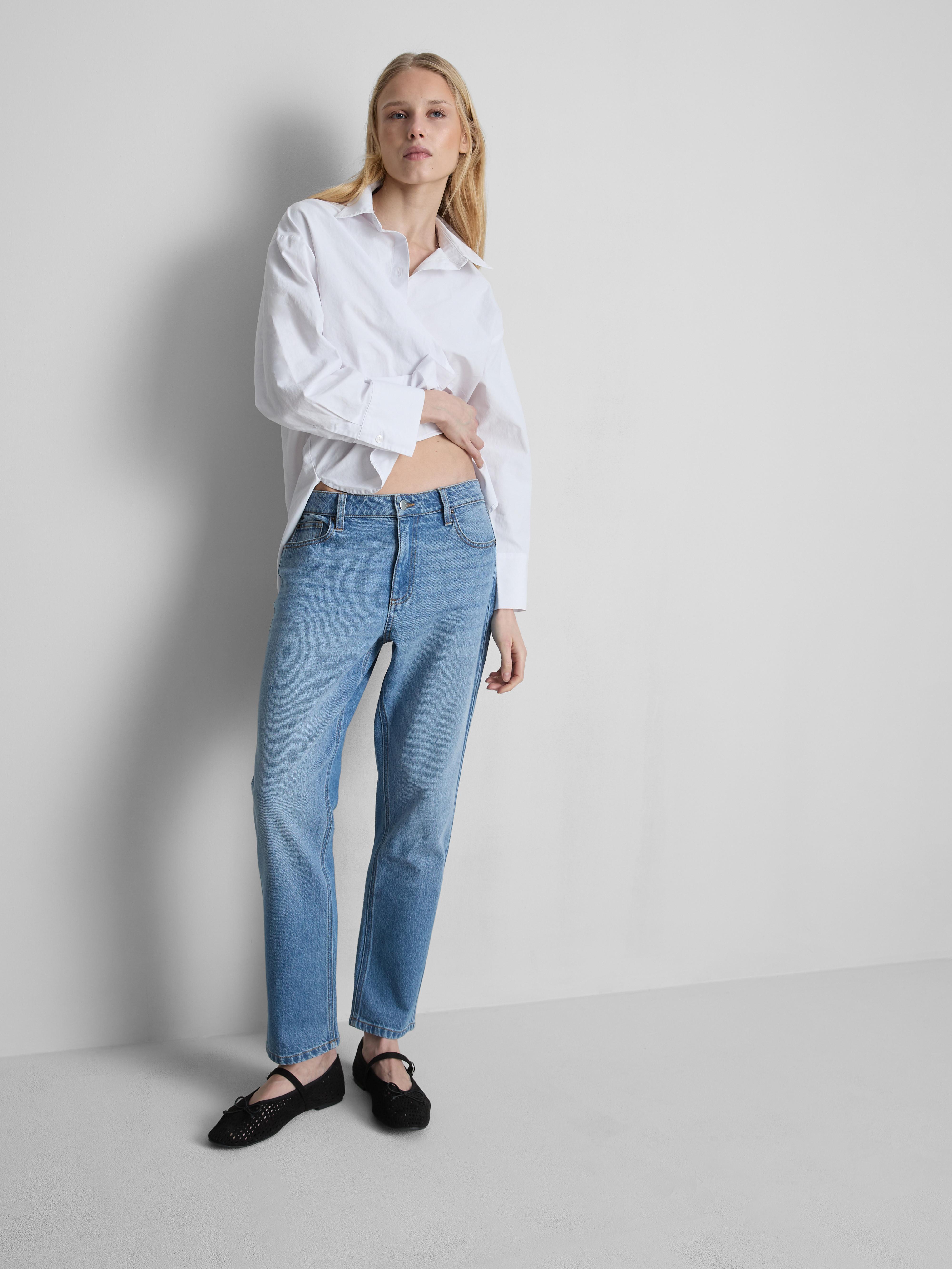 Mid-Rise Cotton Denim Straight-Leg Jeans