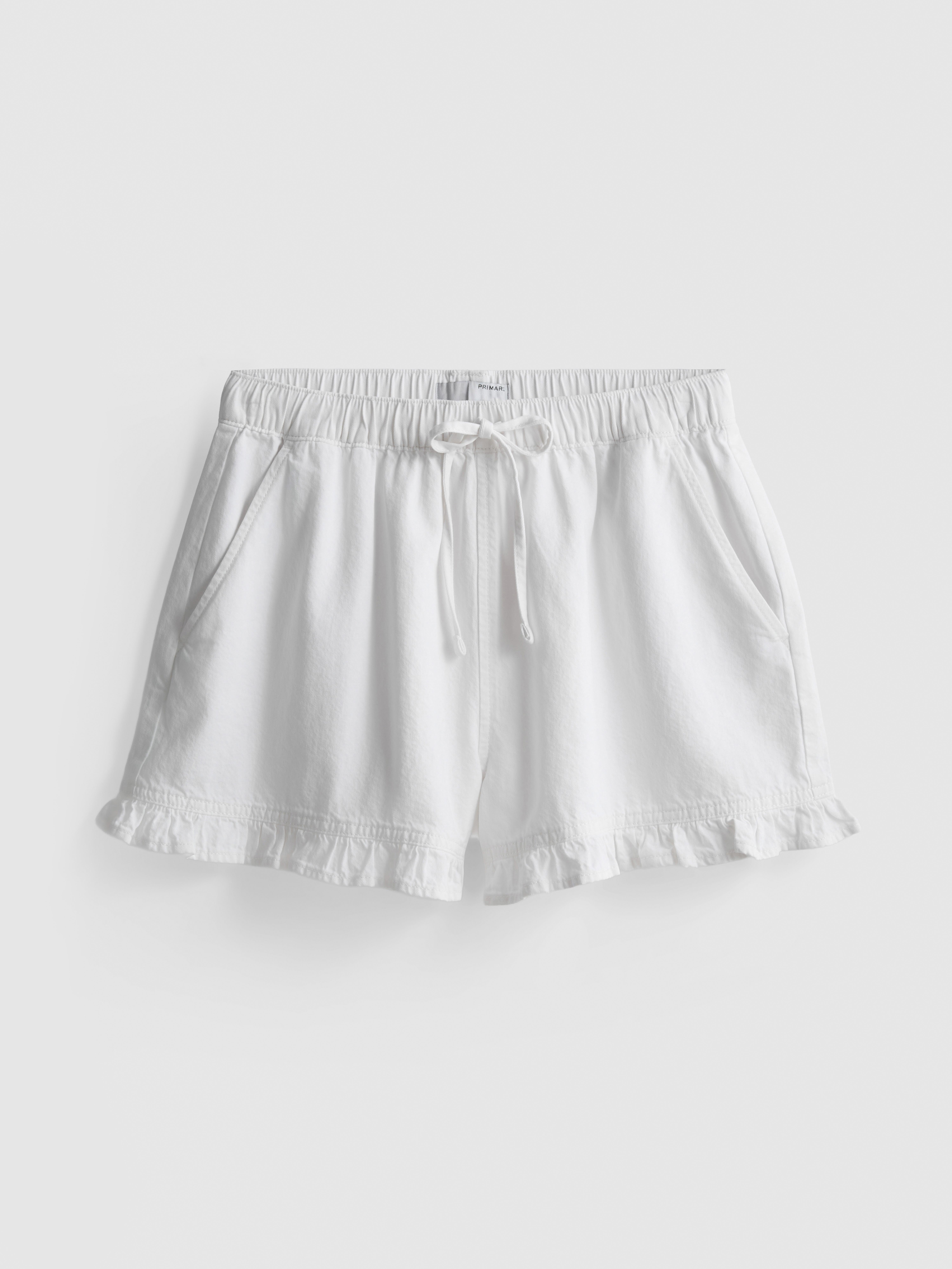 Denim short met ruchezoom