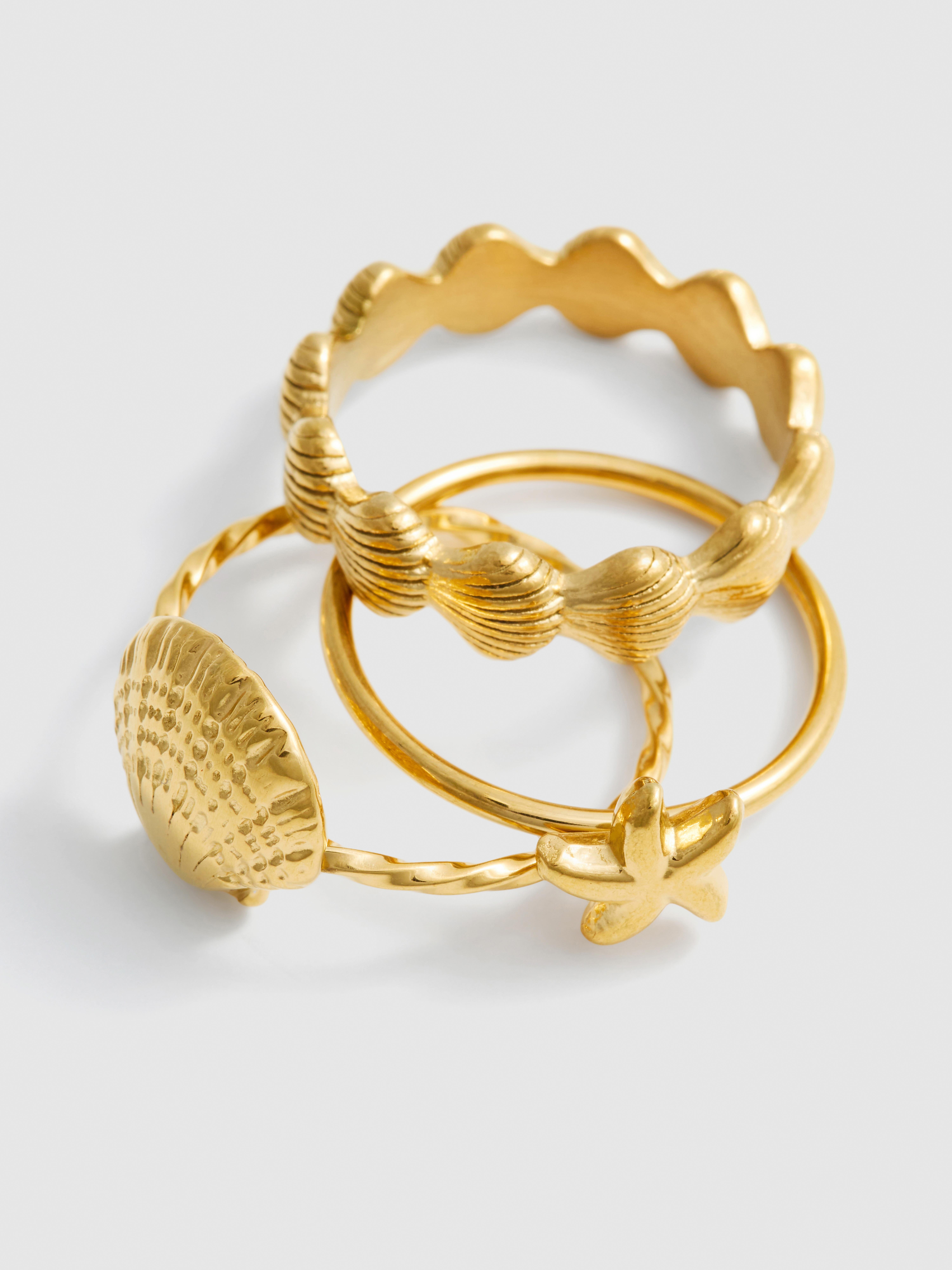 Pack de 3 anillos con conchas resistentes al agua