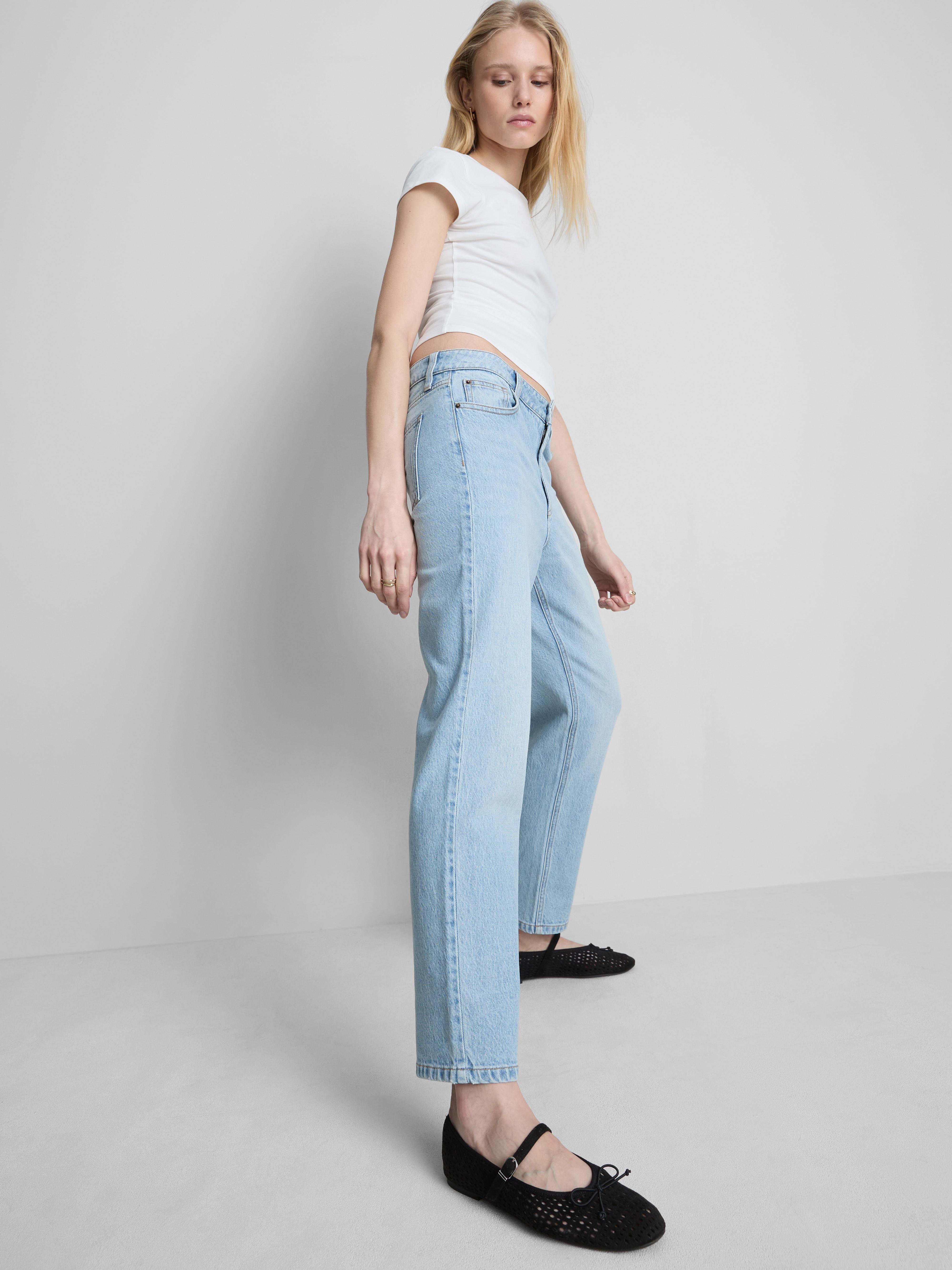 Mid Rise Slim Straight Leg Jeans