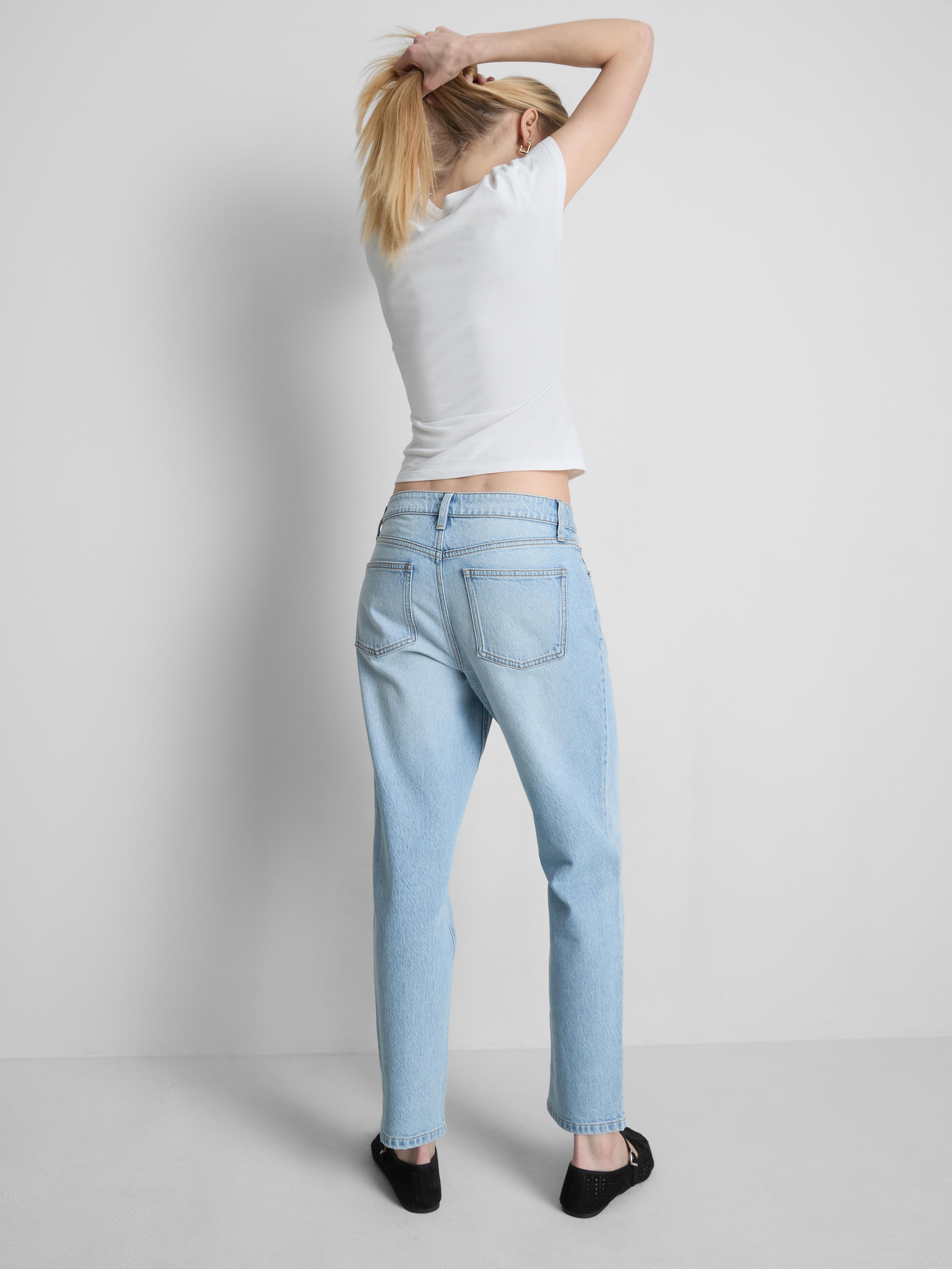 Mid Rise Slim Straight Leg Jeans