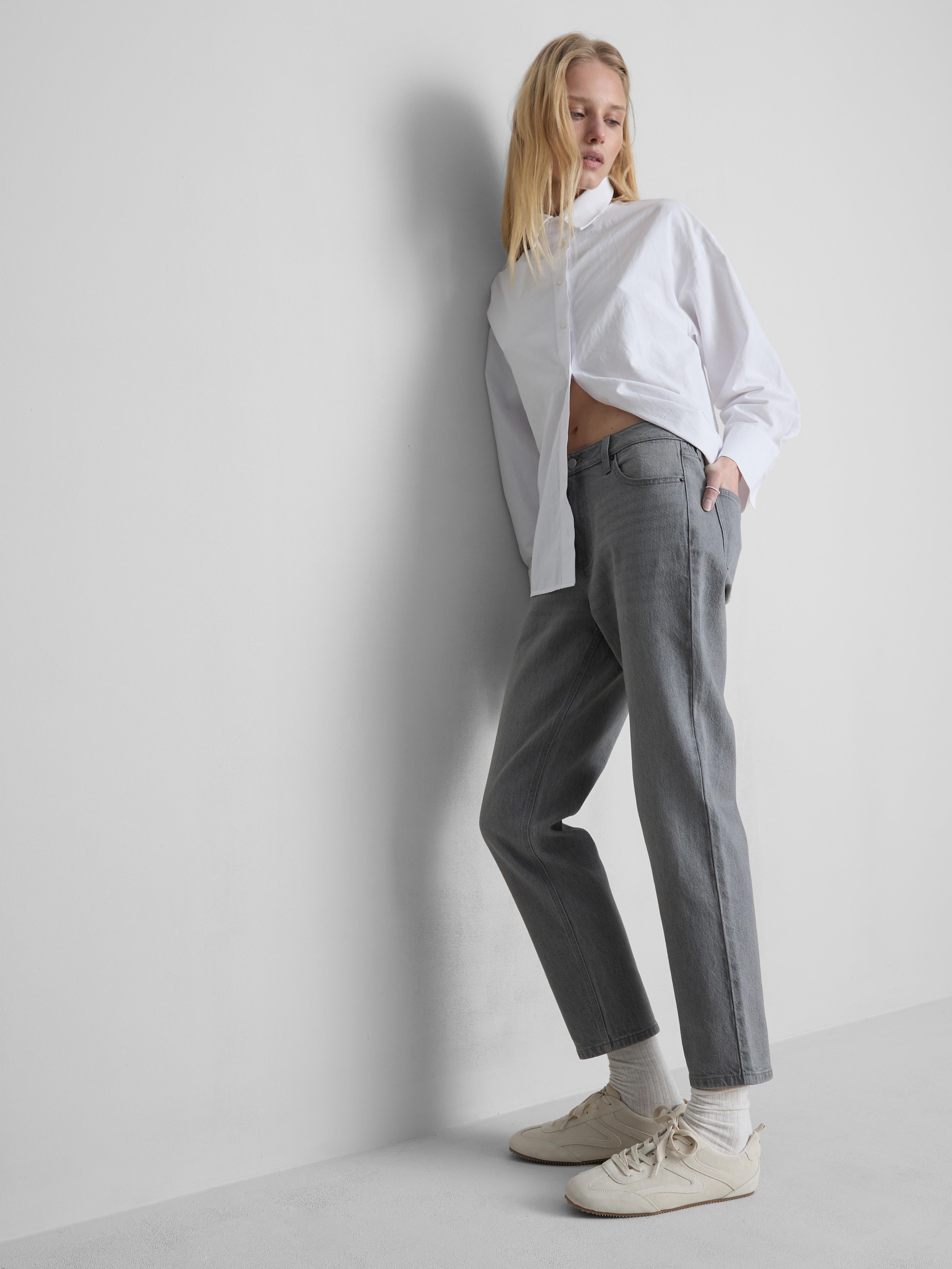 Mid Rise Slim Straight Leg Jeans