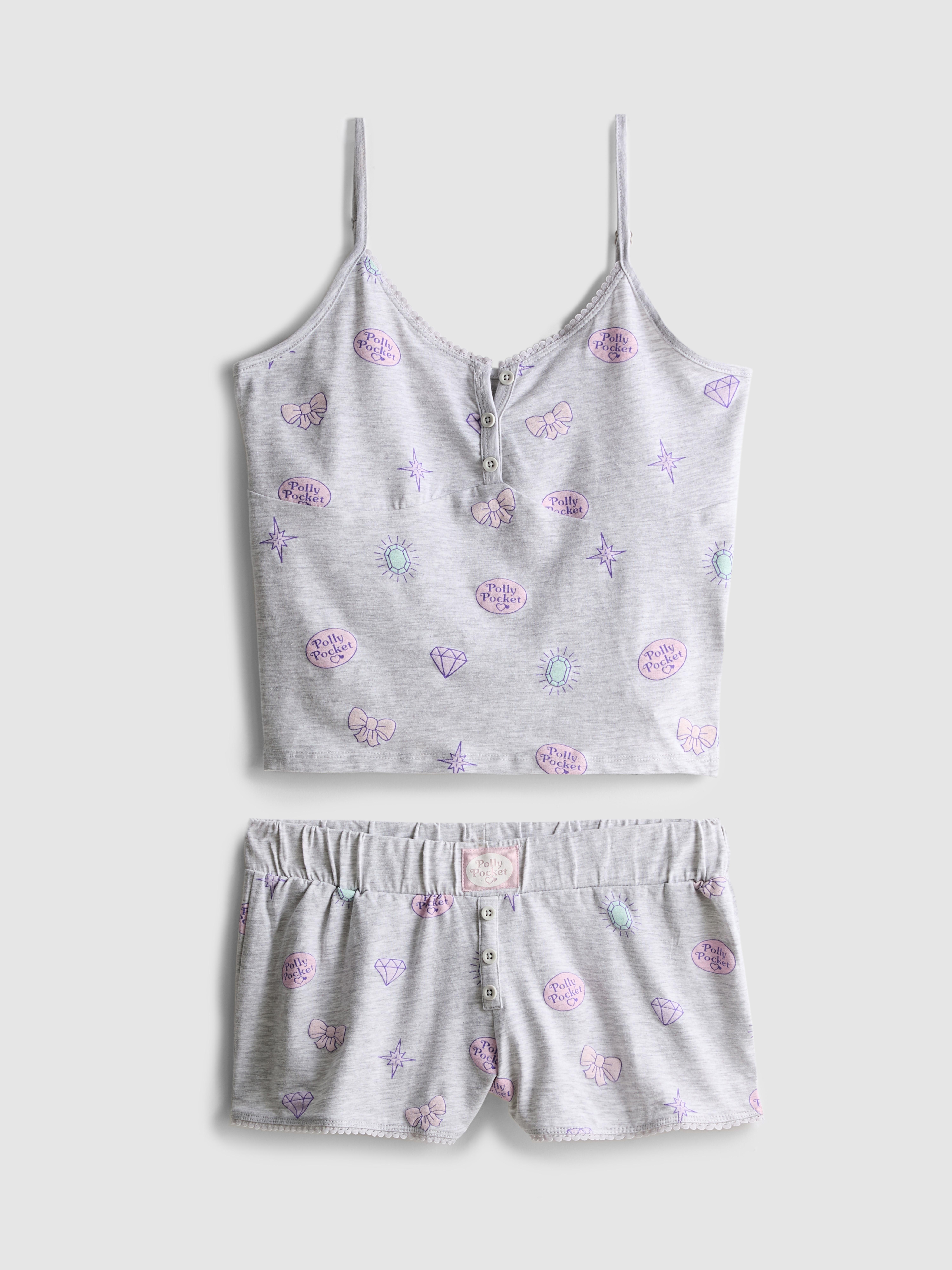 Krátké pyžamo Polly Pocket s košilkou a potiskem