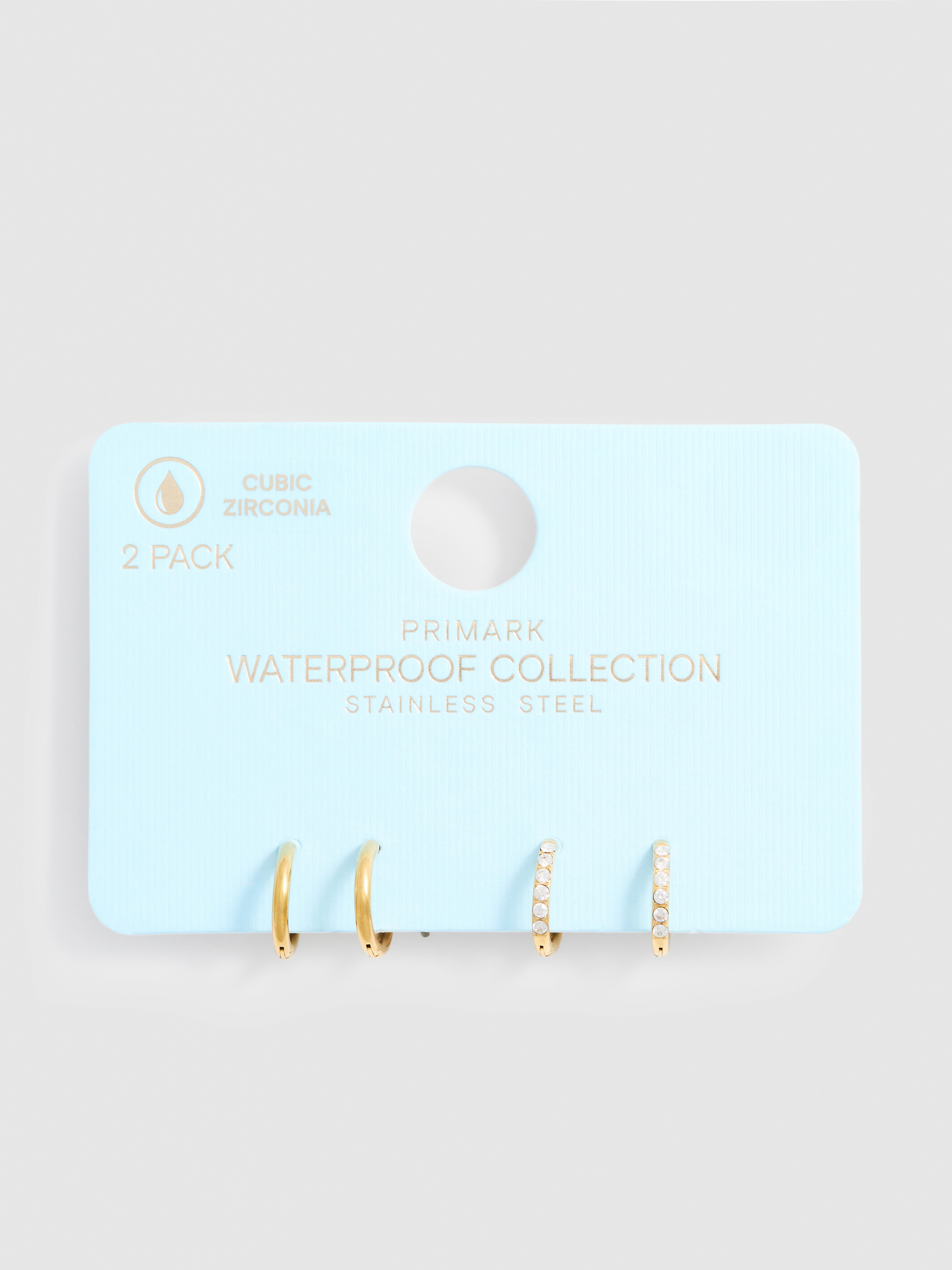 Wasserfeste Creolen mit Strasssteinen, 2er-Pack