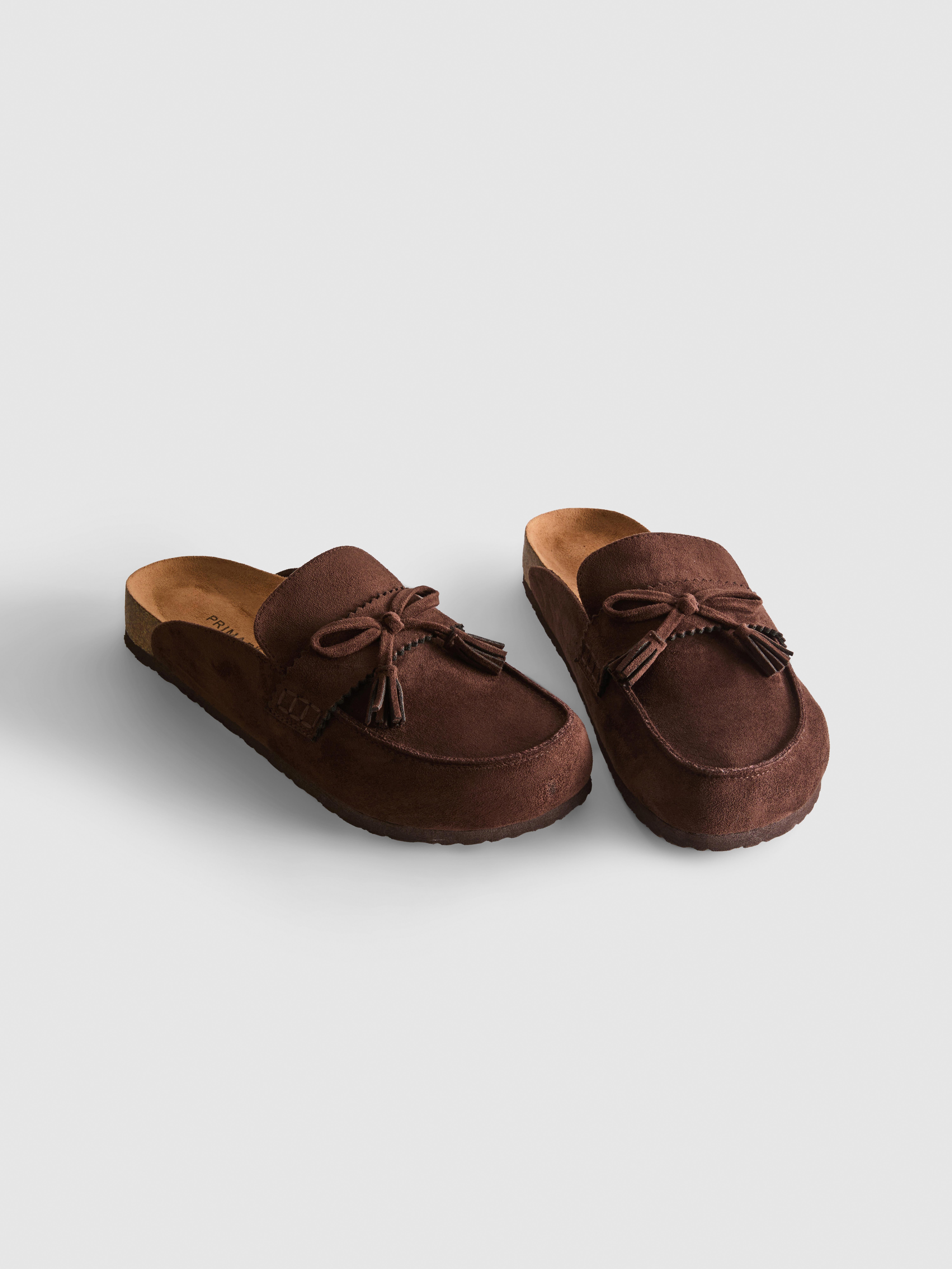 Faux Suede Tassel Clog Sandals