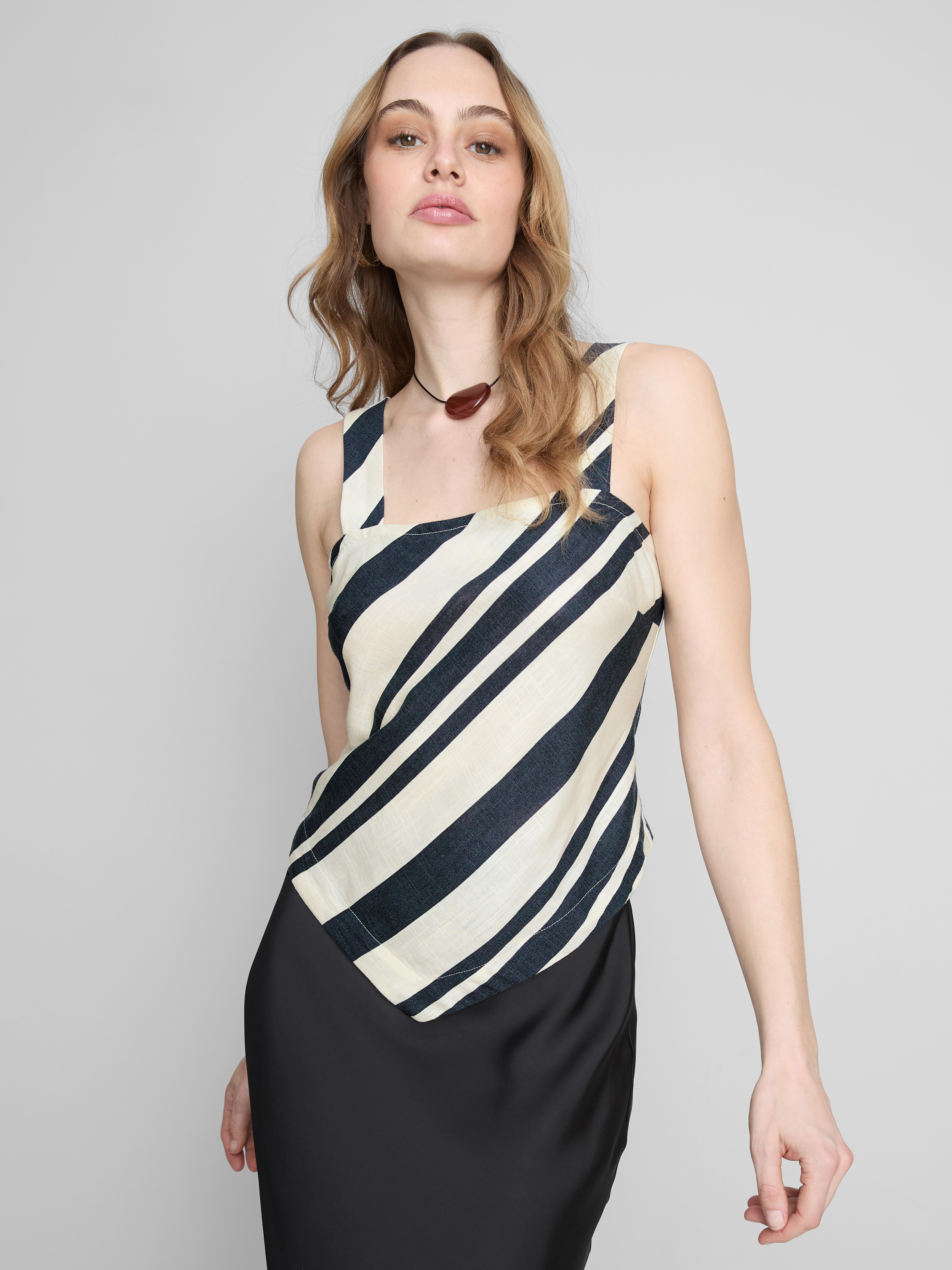 Striped Pointed Hem Blouse