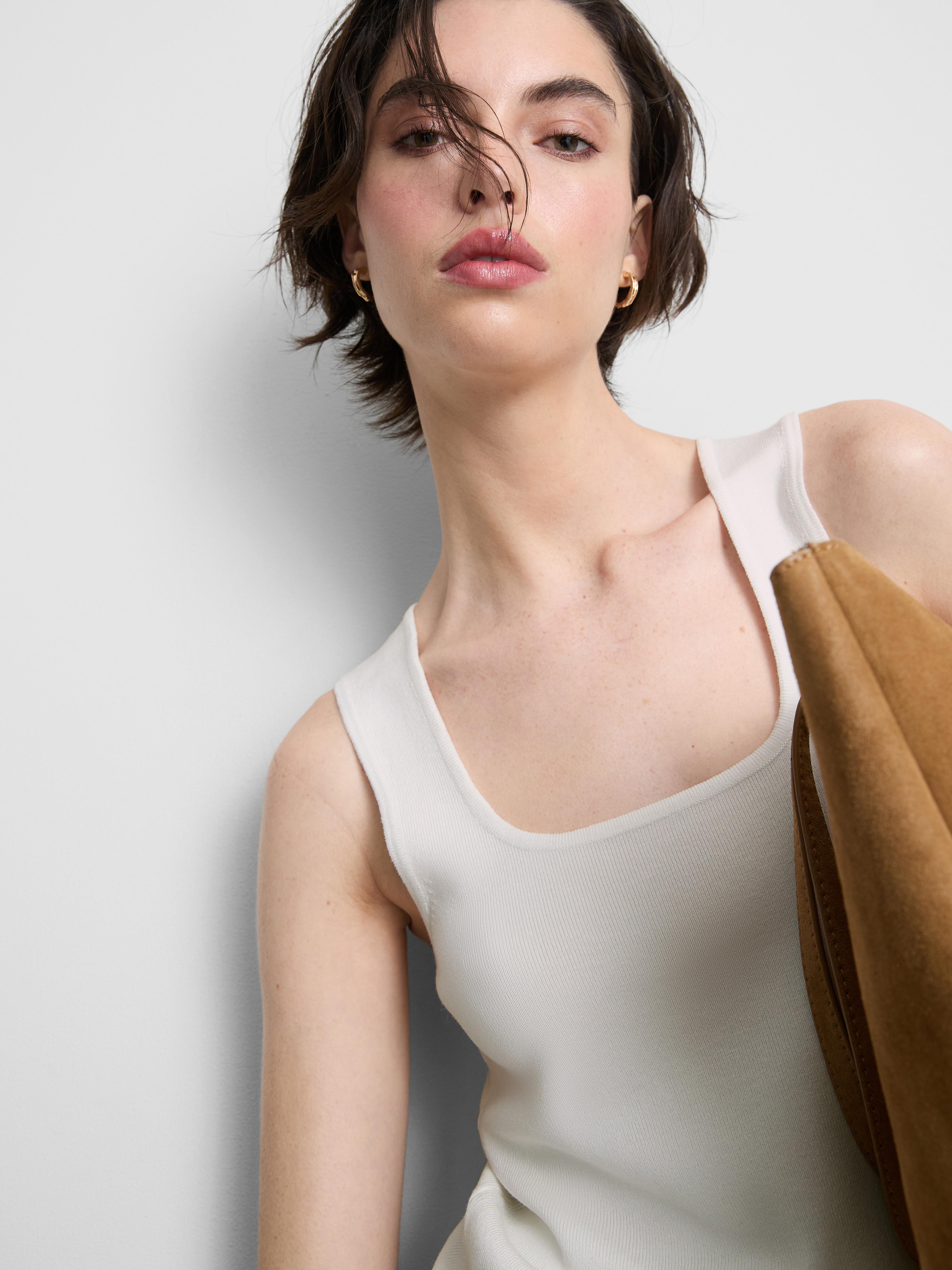 Women's Ivory Knitted Square Neck Tank Top | Primark