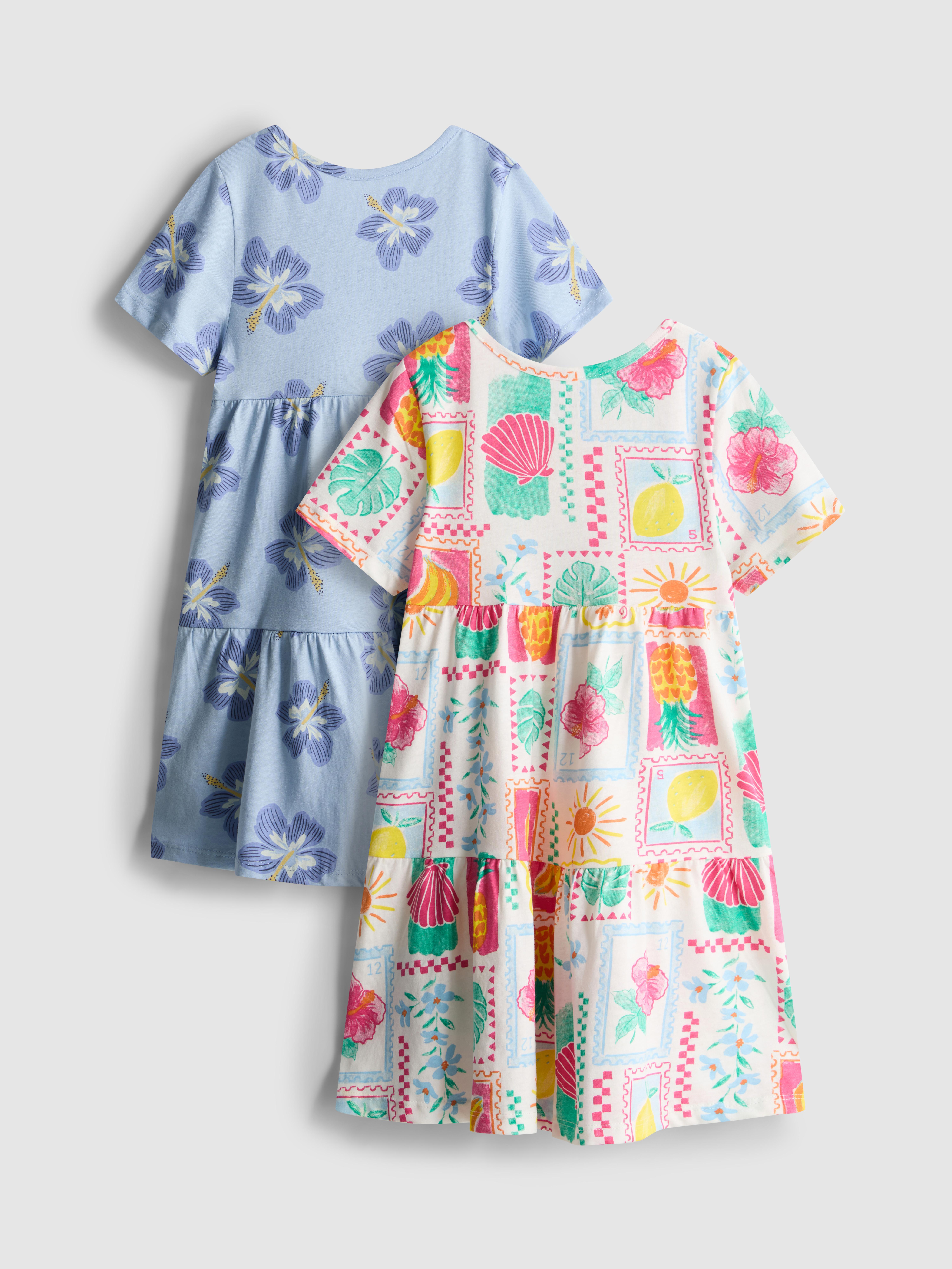 1.5-8yrs | 2pk Tiered Short Sleeve Dresses