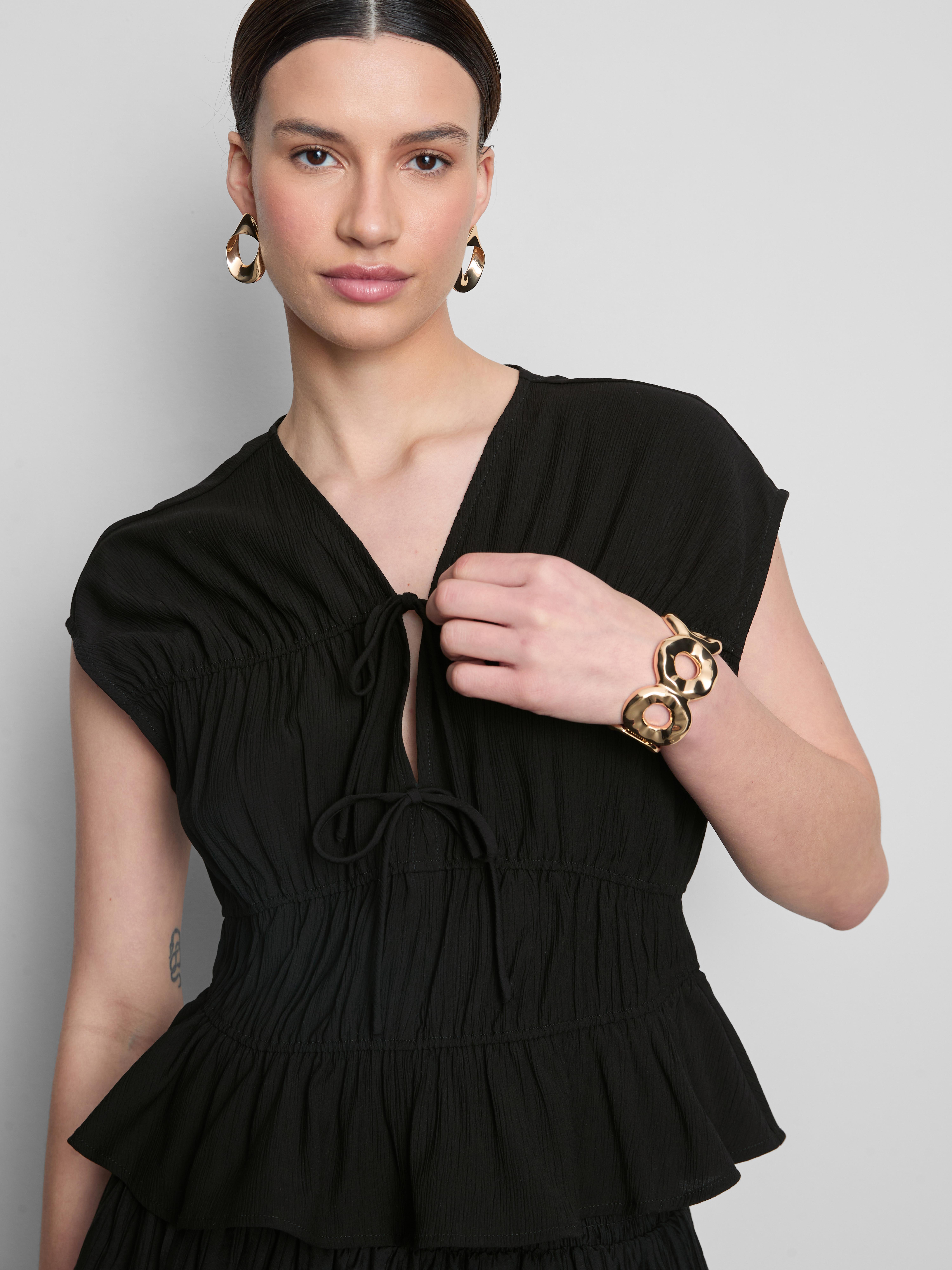 Tie Front Crinkle Top