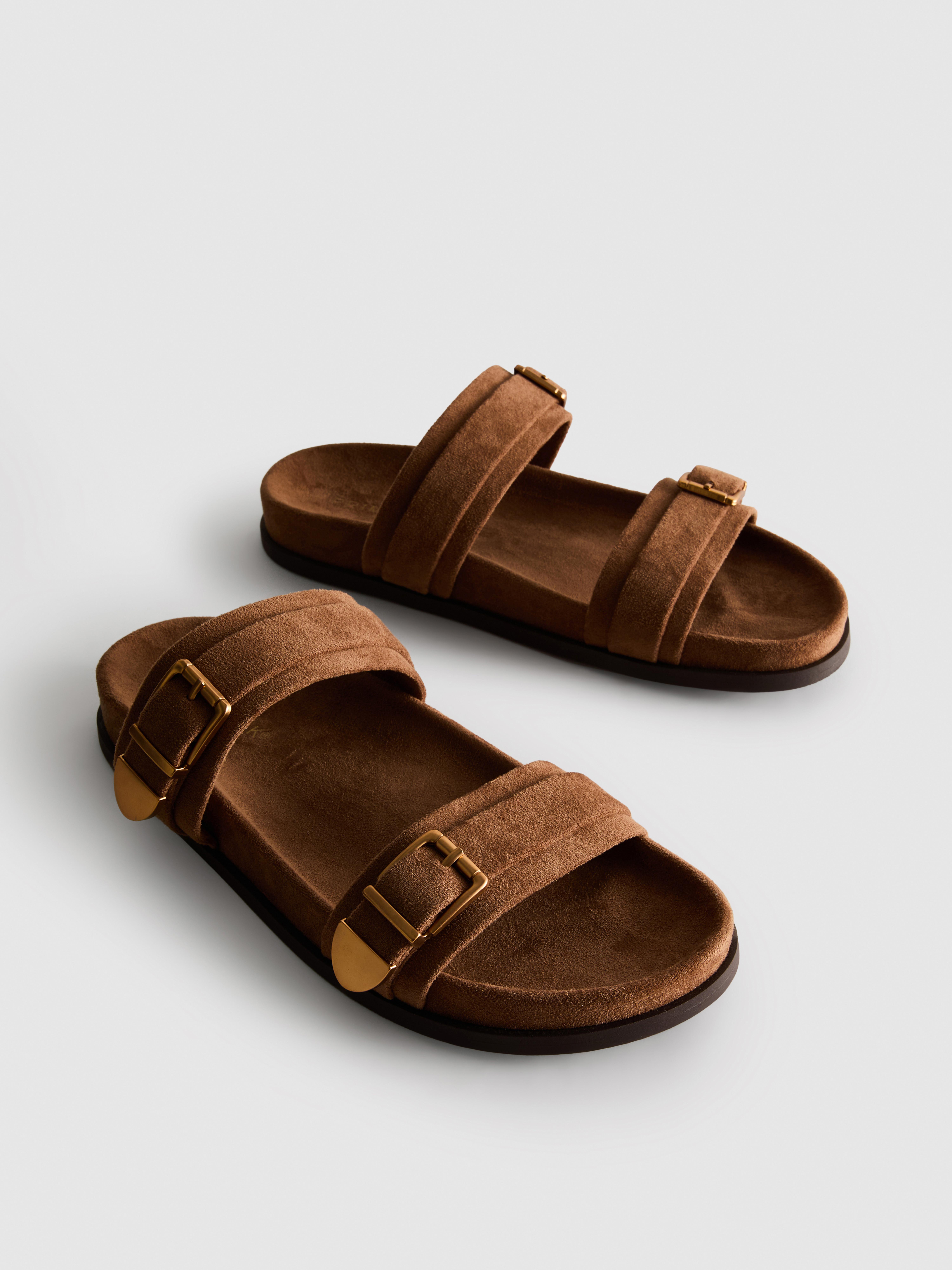 Paula Echevarría Double Strap Buckle Sandals