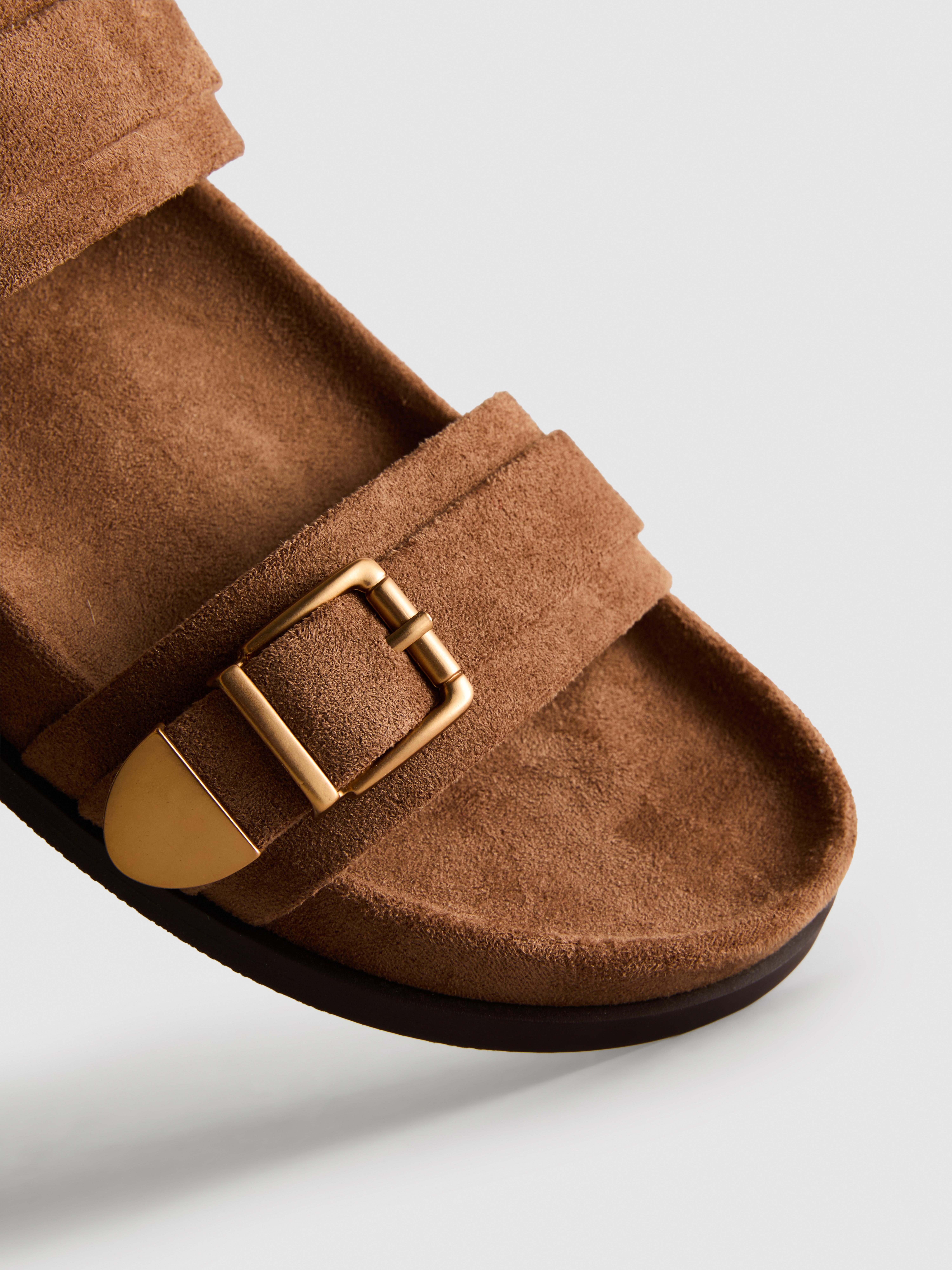 Paula Echevarría Double-Strap Buckle Sandals