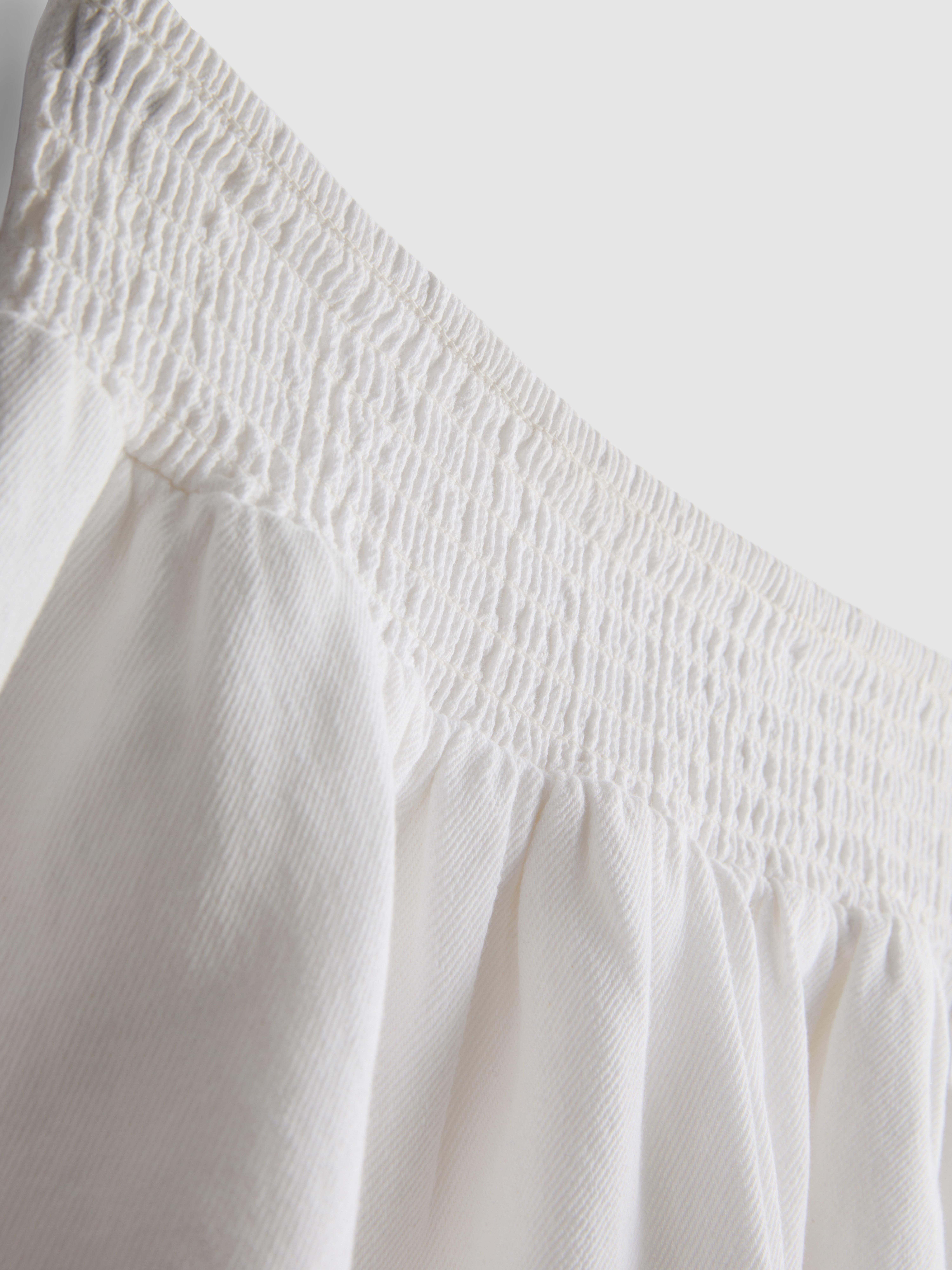 Cotton Denim Ruffle Mini Skirt