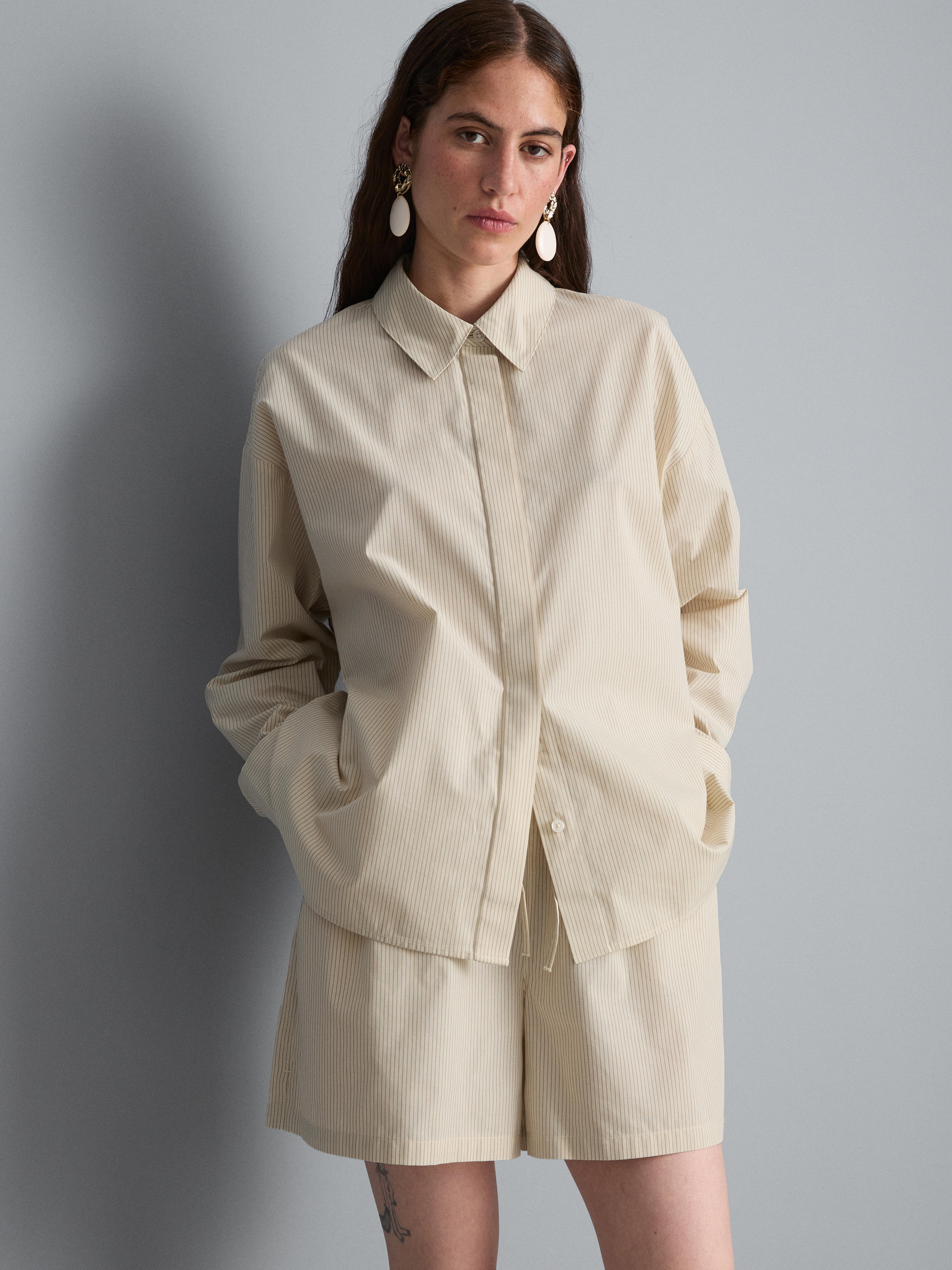 Cotton Poplin Striped Shirt
