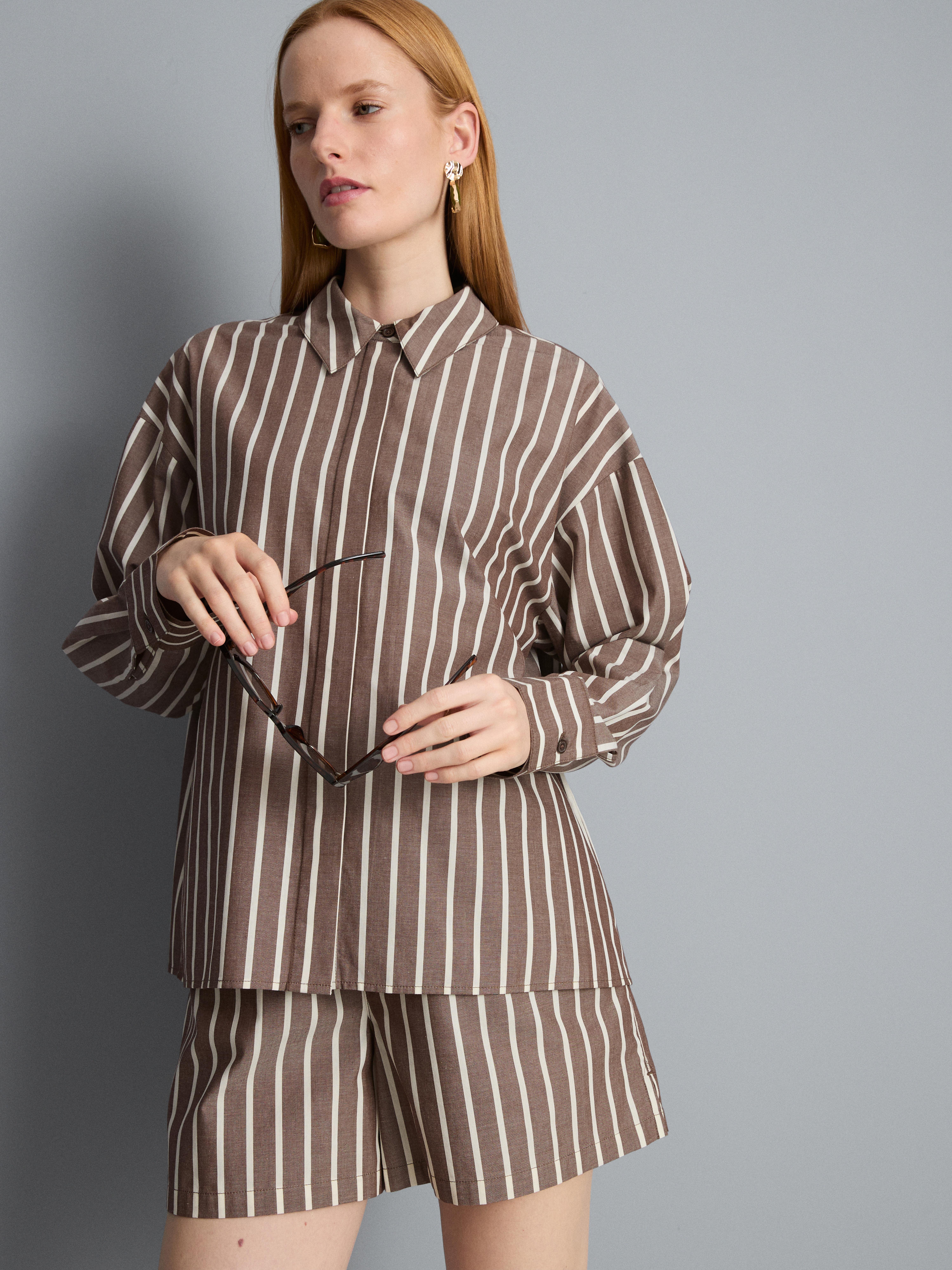 Cotton Poplin Striped Shirt