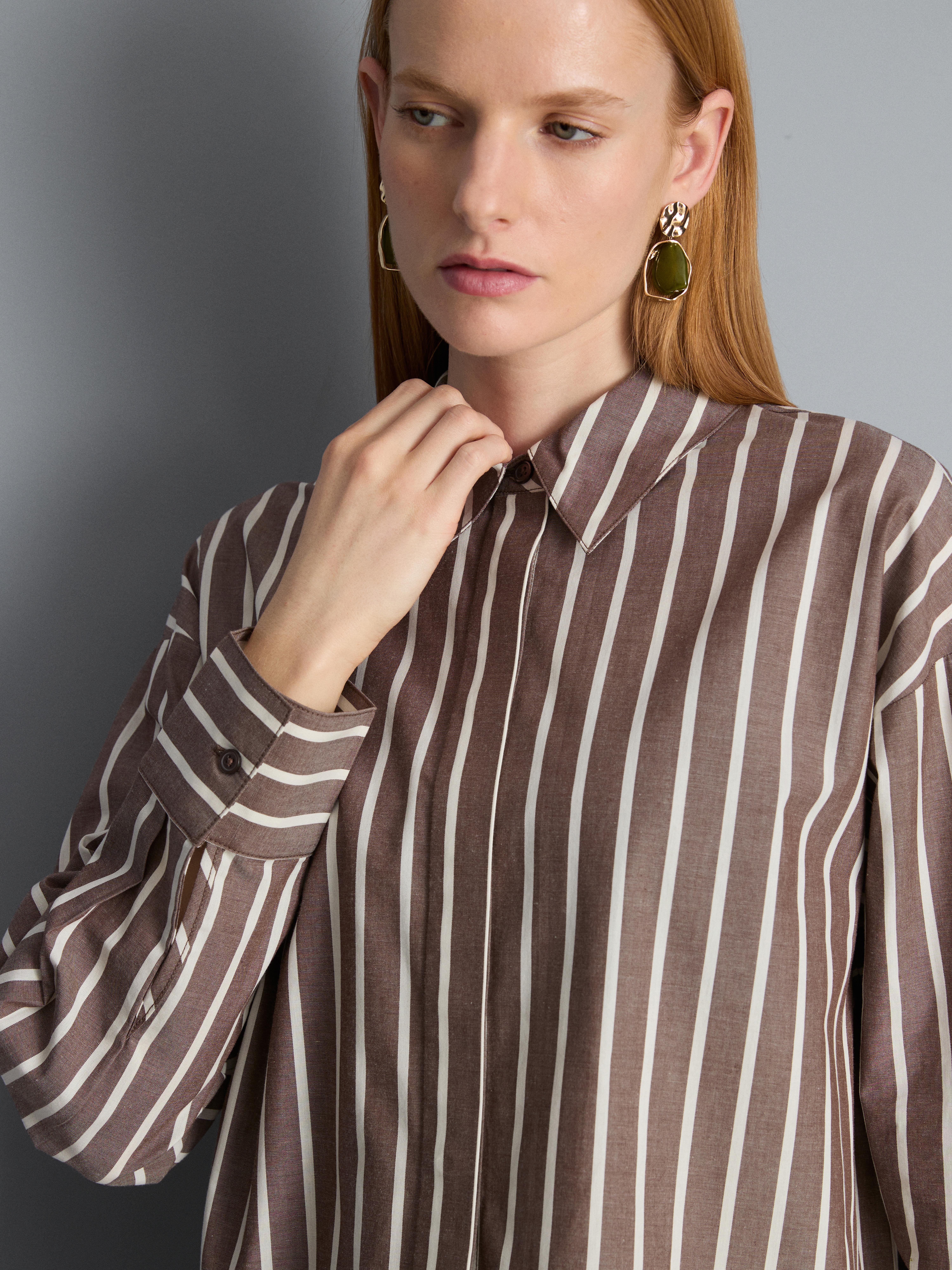 Cotton Poplin Striped Shirt