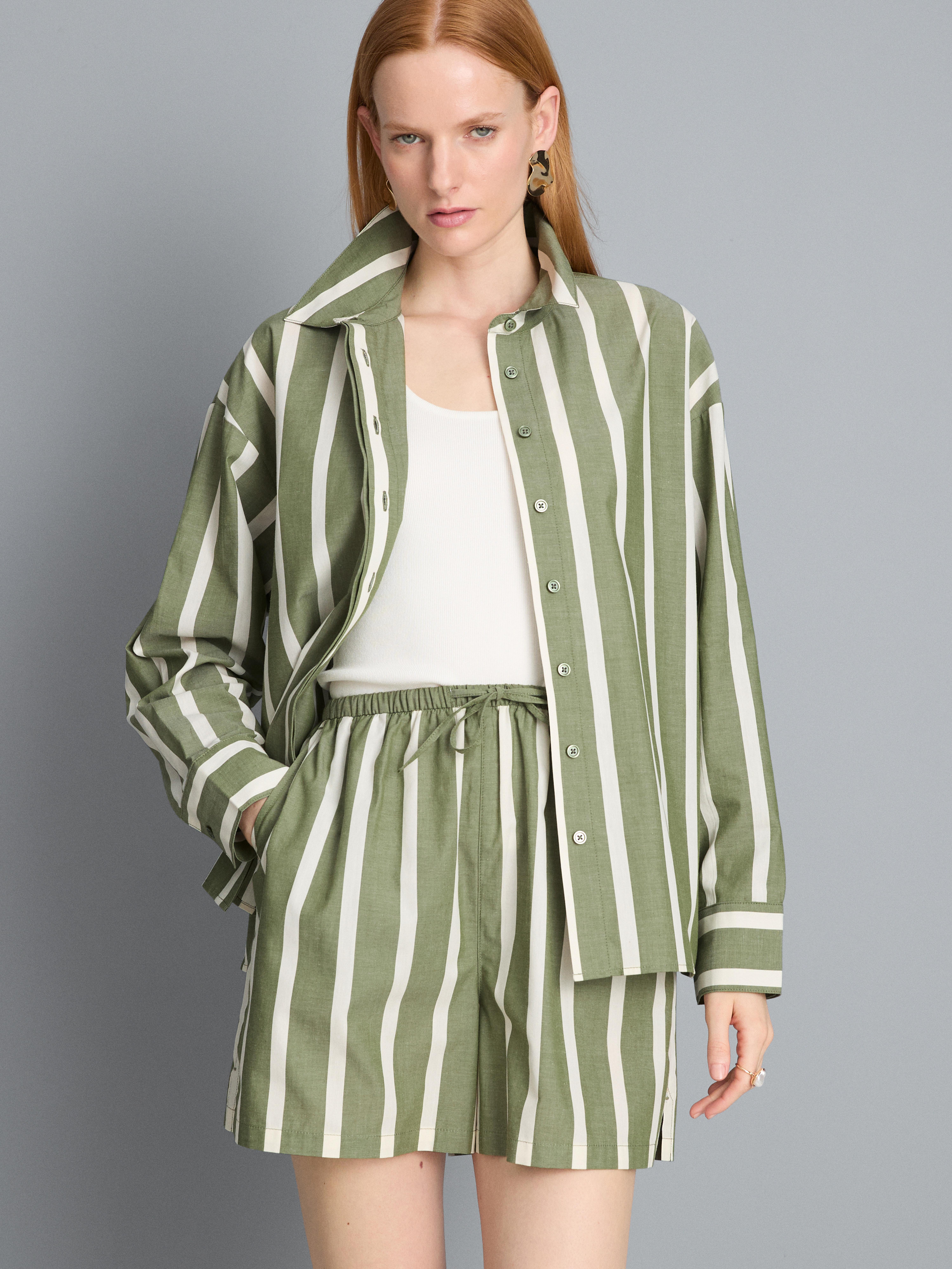 Cotton Poplin Striped Shorts
