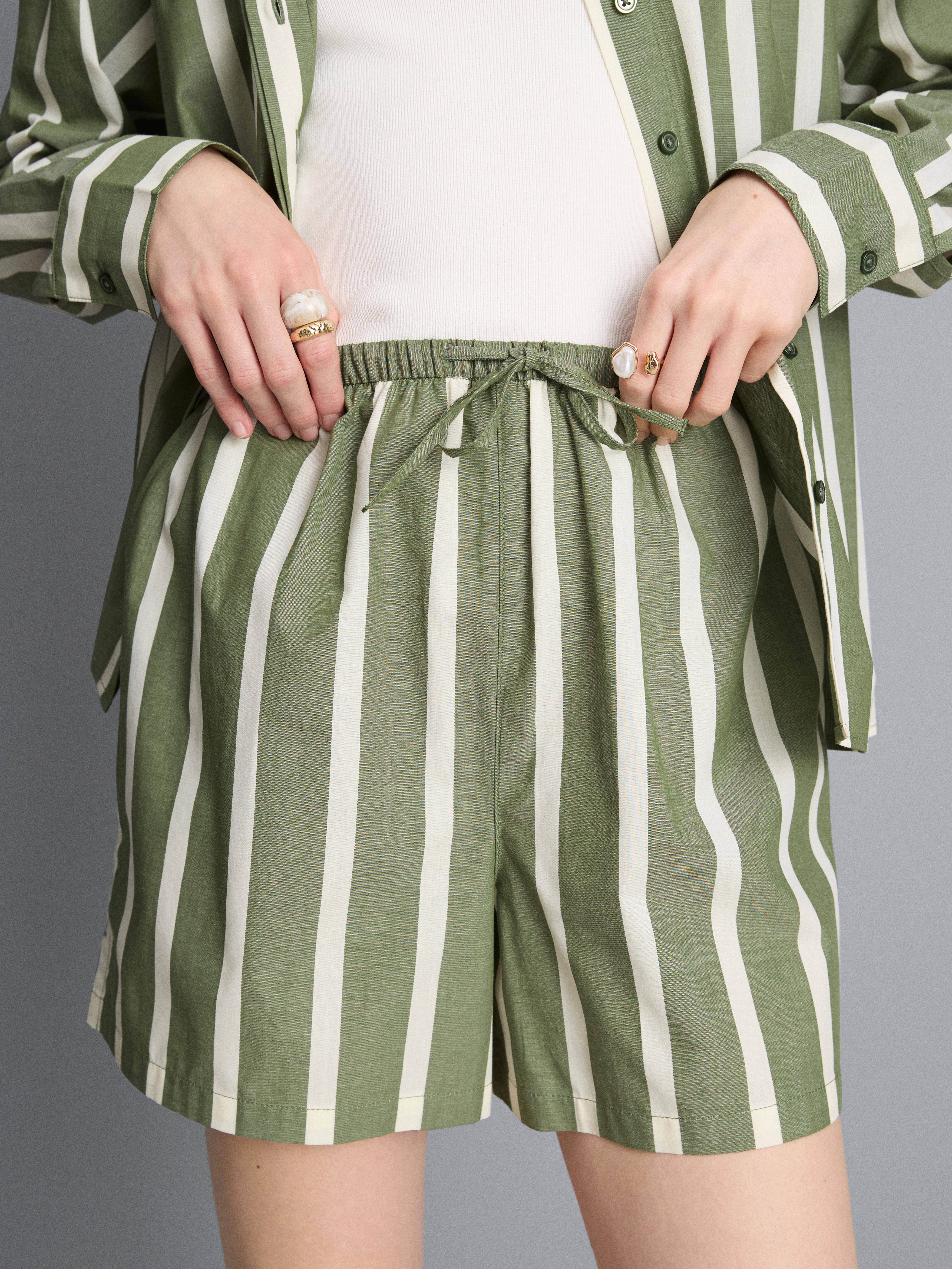 Cotton Poplin Striped Shorts