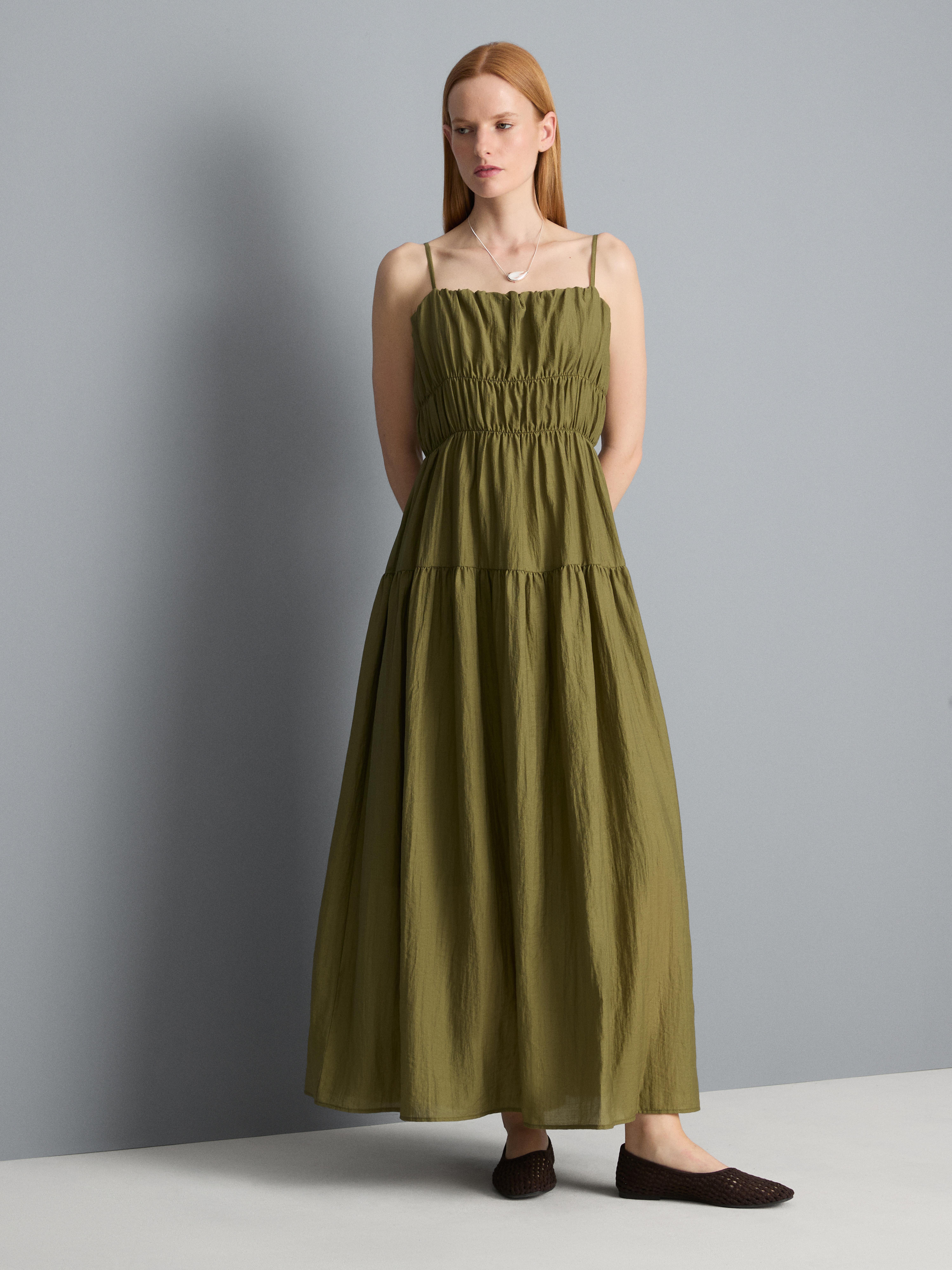 Women's Green Tiered Smock Maxi Dress | Primark