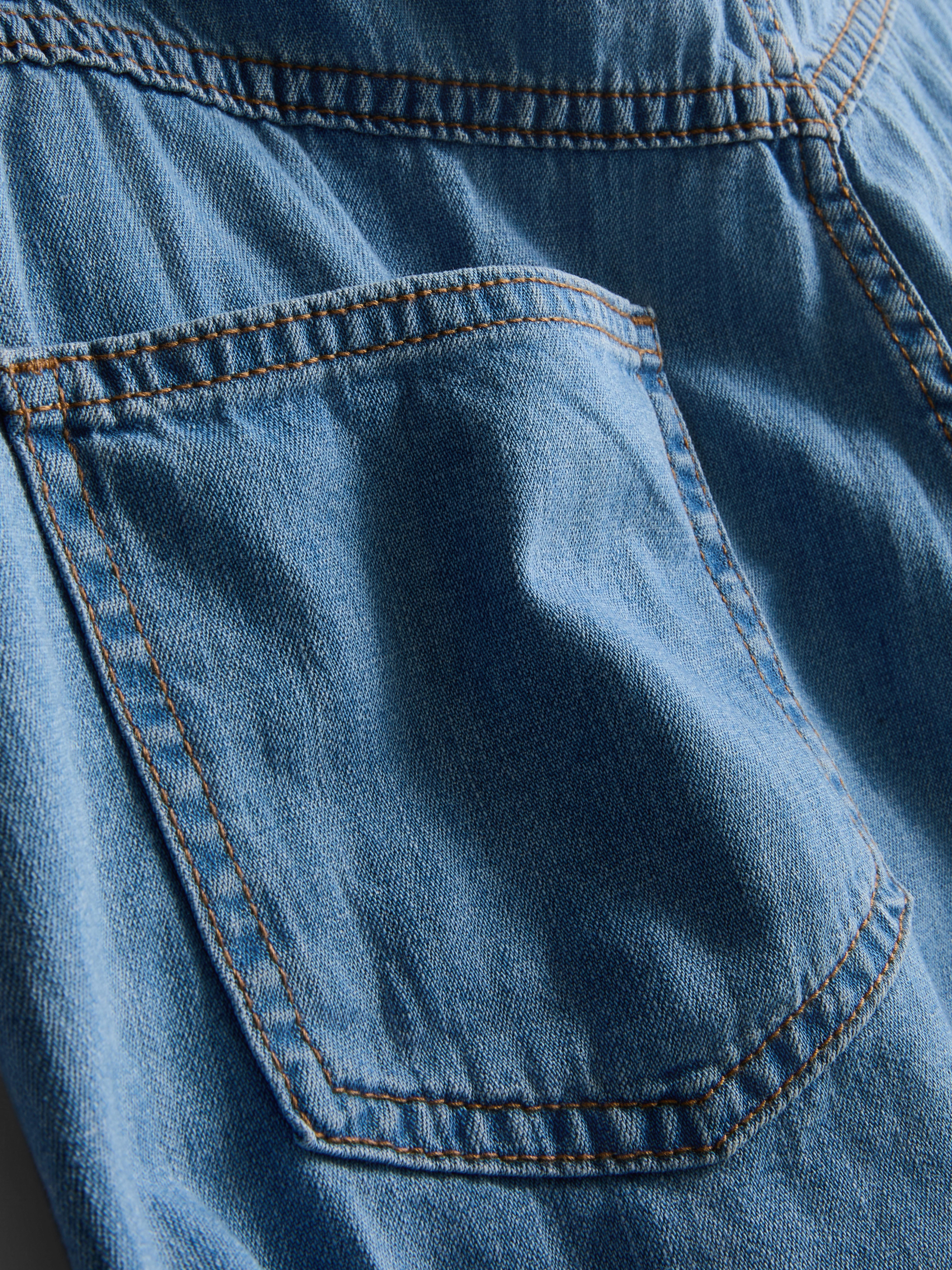 Cotton Denim Asymmetric Wrap Skort