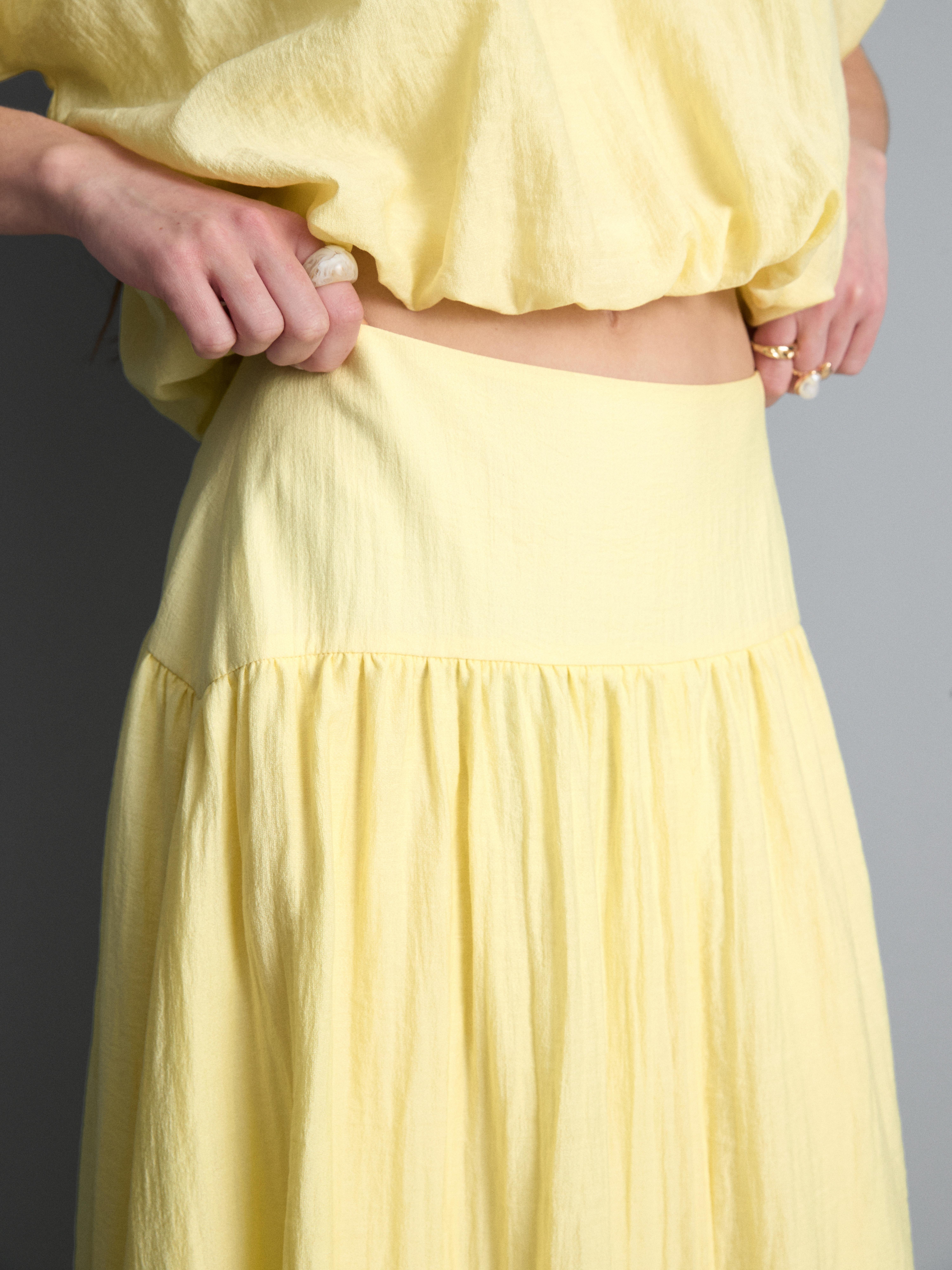 Dropped Waist Midi Skirt