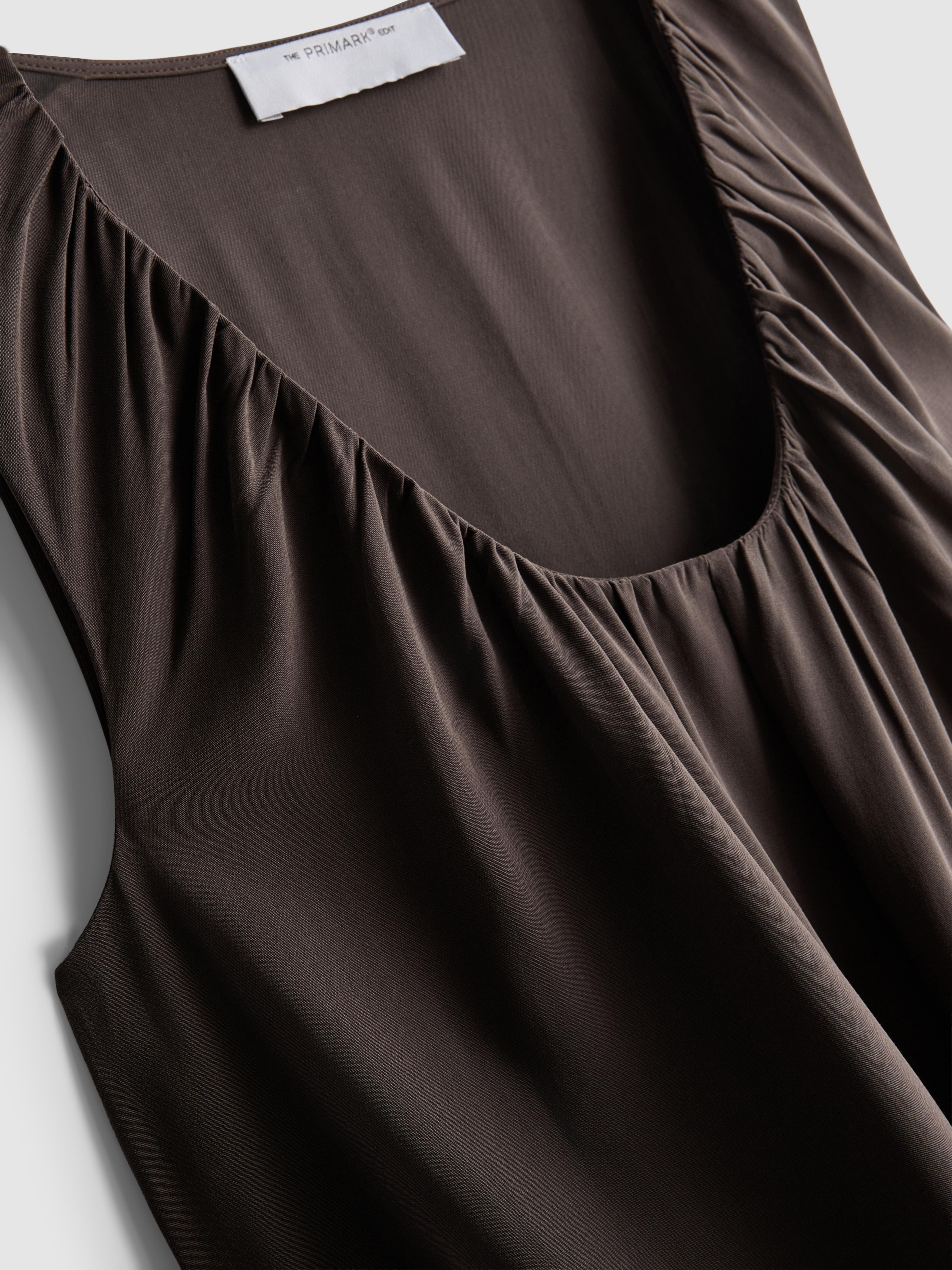 primark edit brown dress Women's Eira Layered Cold Shoulder Sleeved Mesh Silk Mini Dress S/M/L/Customize Brown Yellow MEAN BLVD Brown Yellow / M main image 1