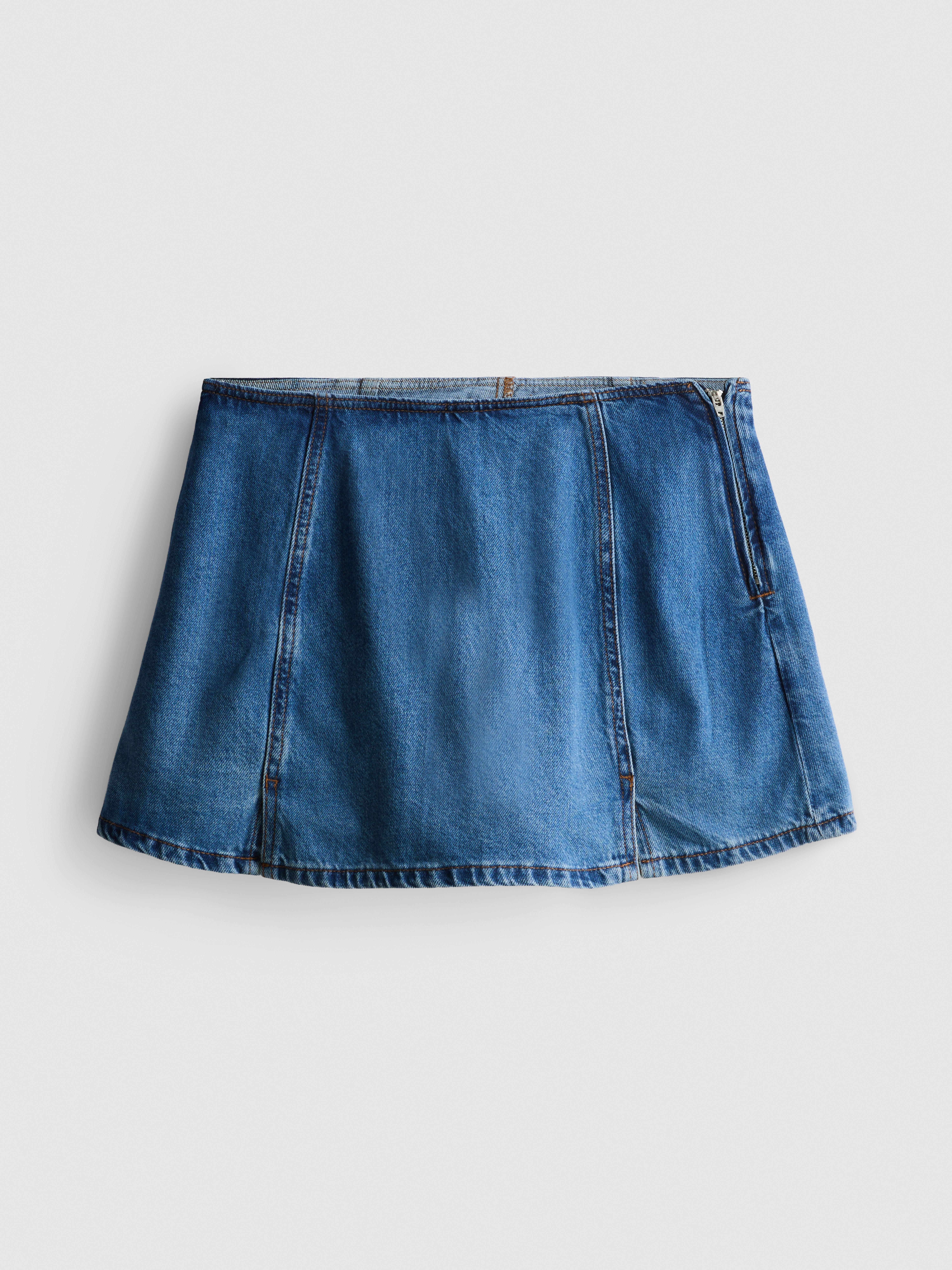 Cotton Denim Mini Skort