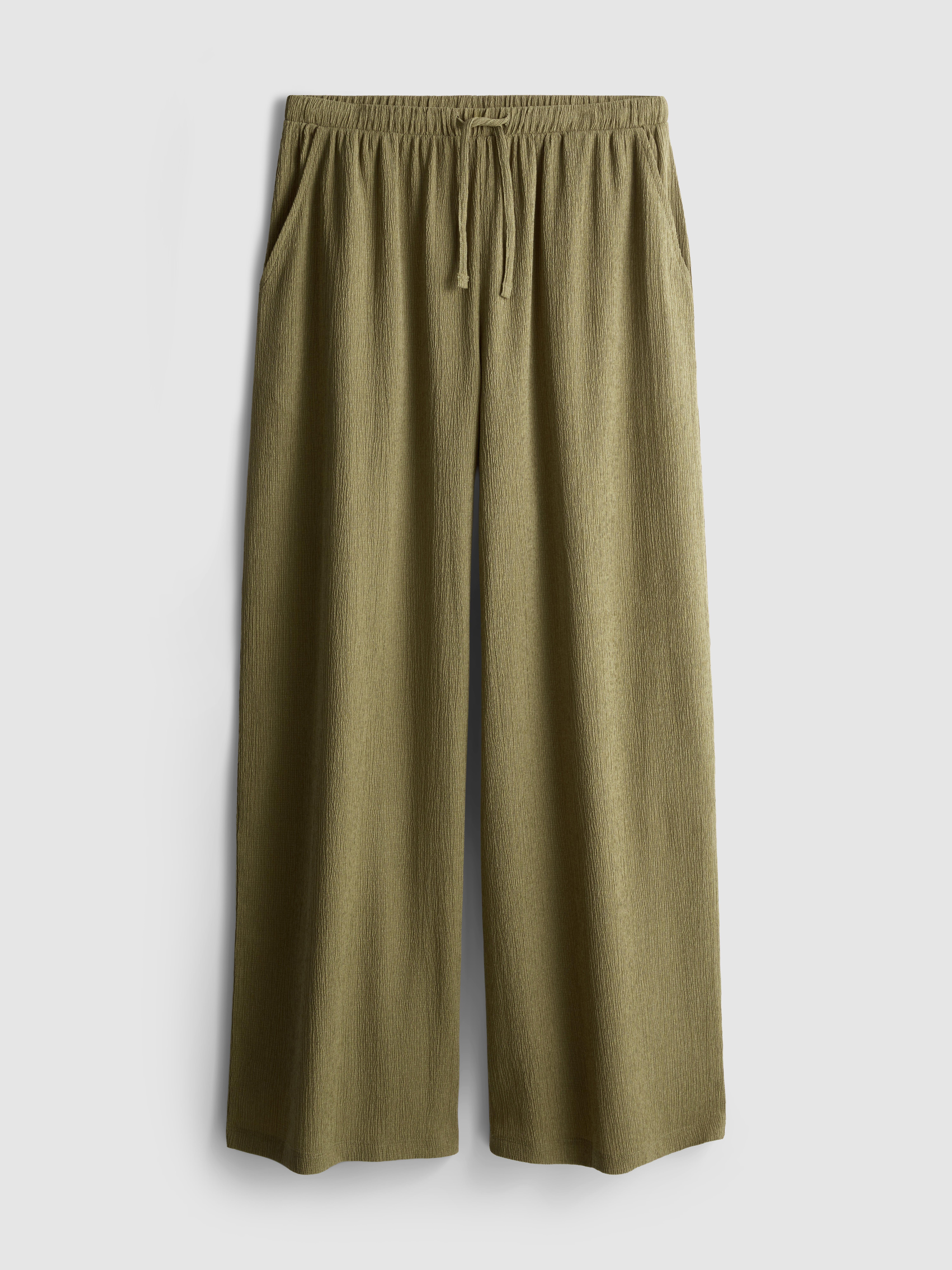 Crinkle Wide Leg Trousers
