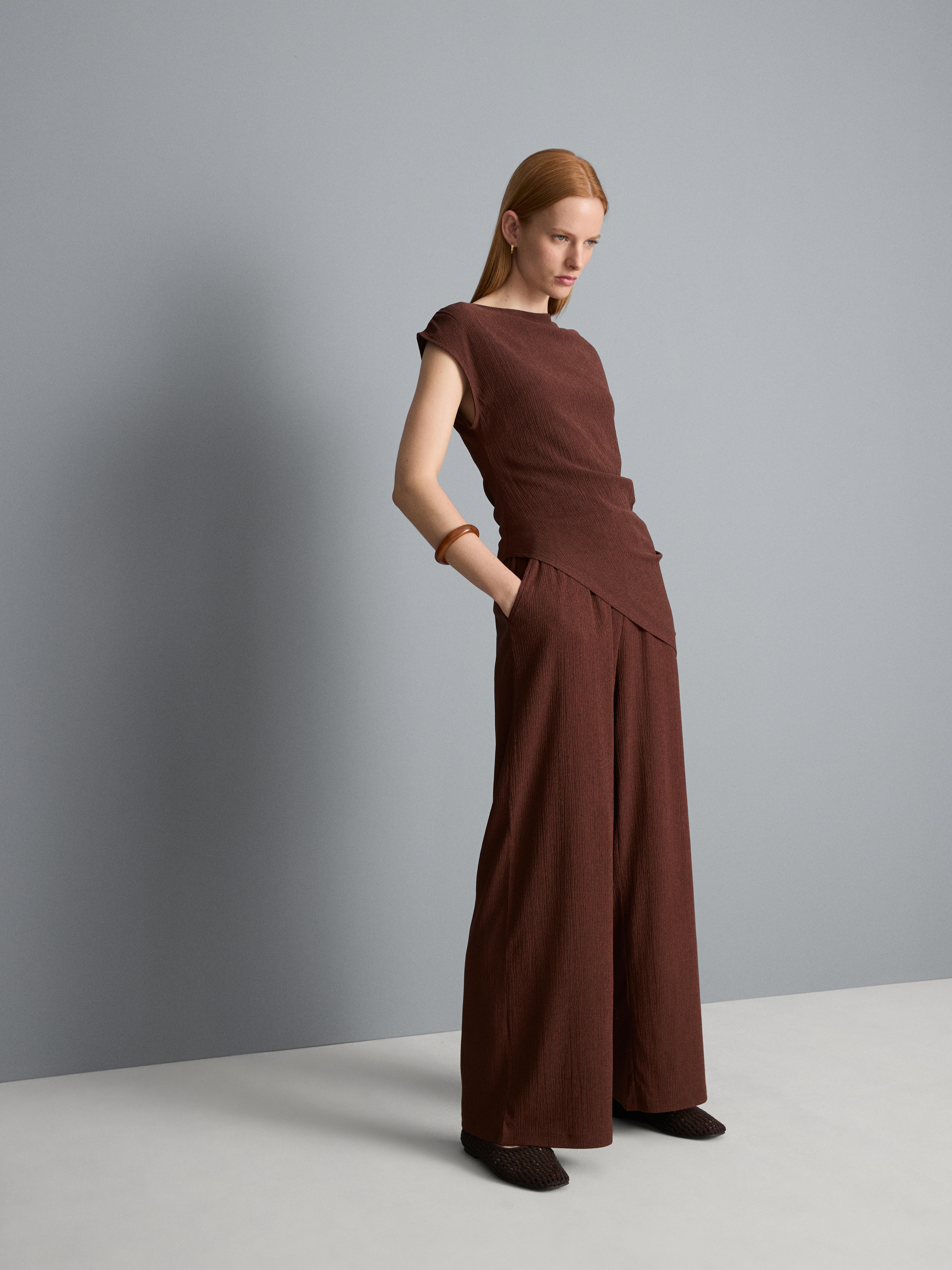 Crinkle Wide Leg Pants
