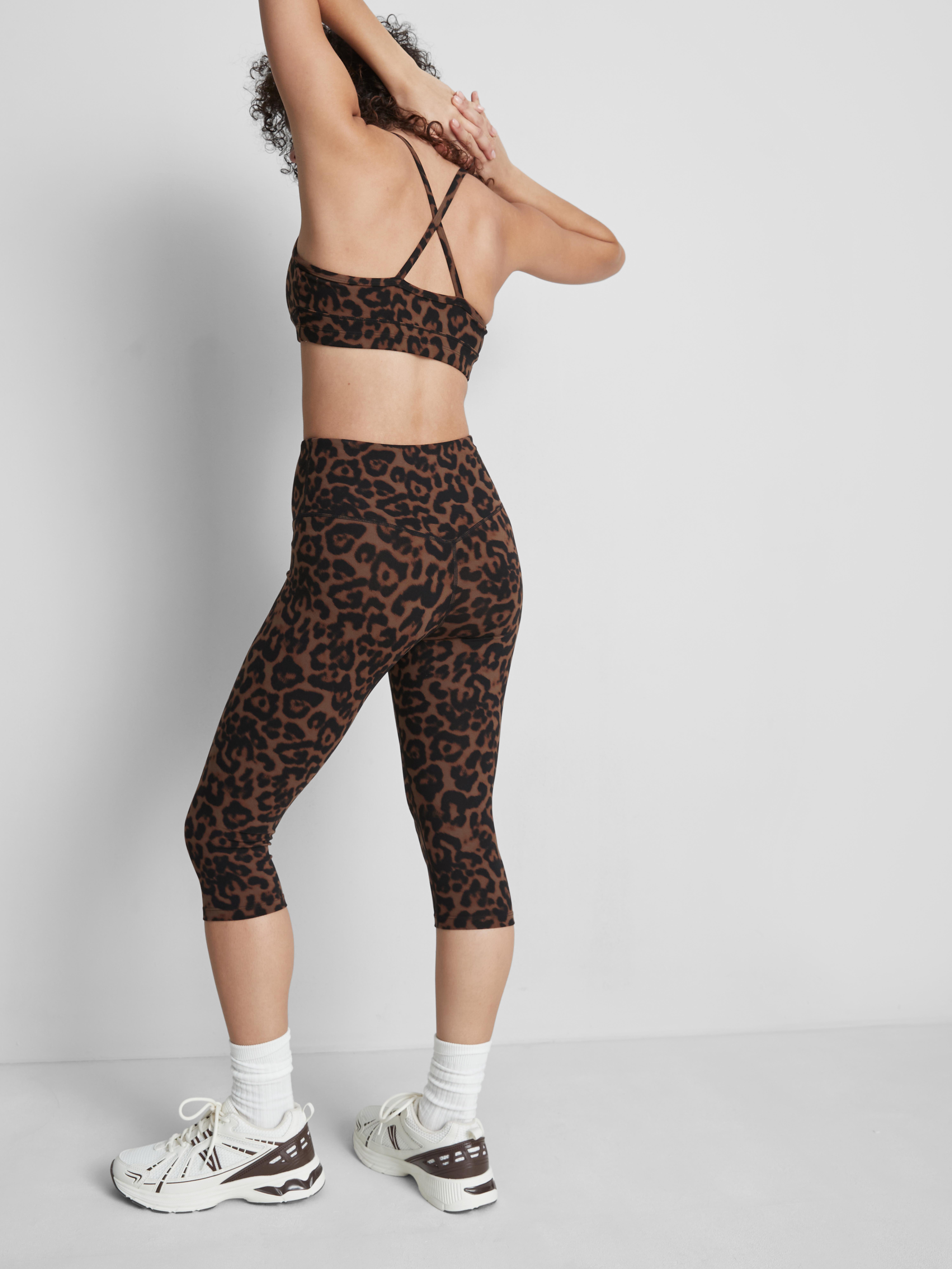 Active-Capri-Leggings mit Leopardenmuster
