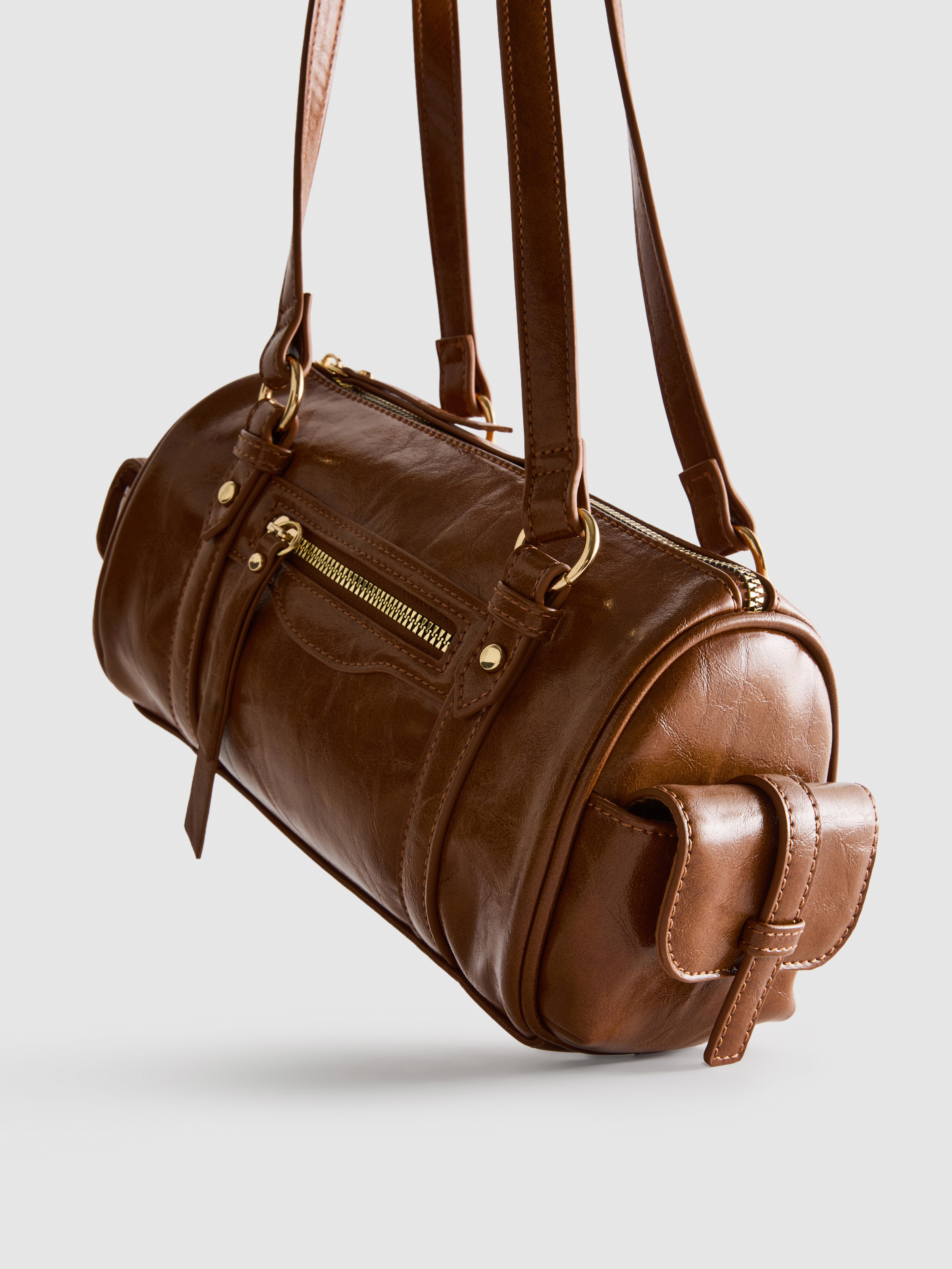 Bolsa bowling imitação pele desgastada