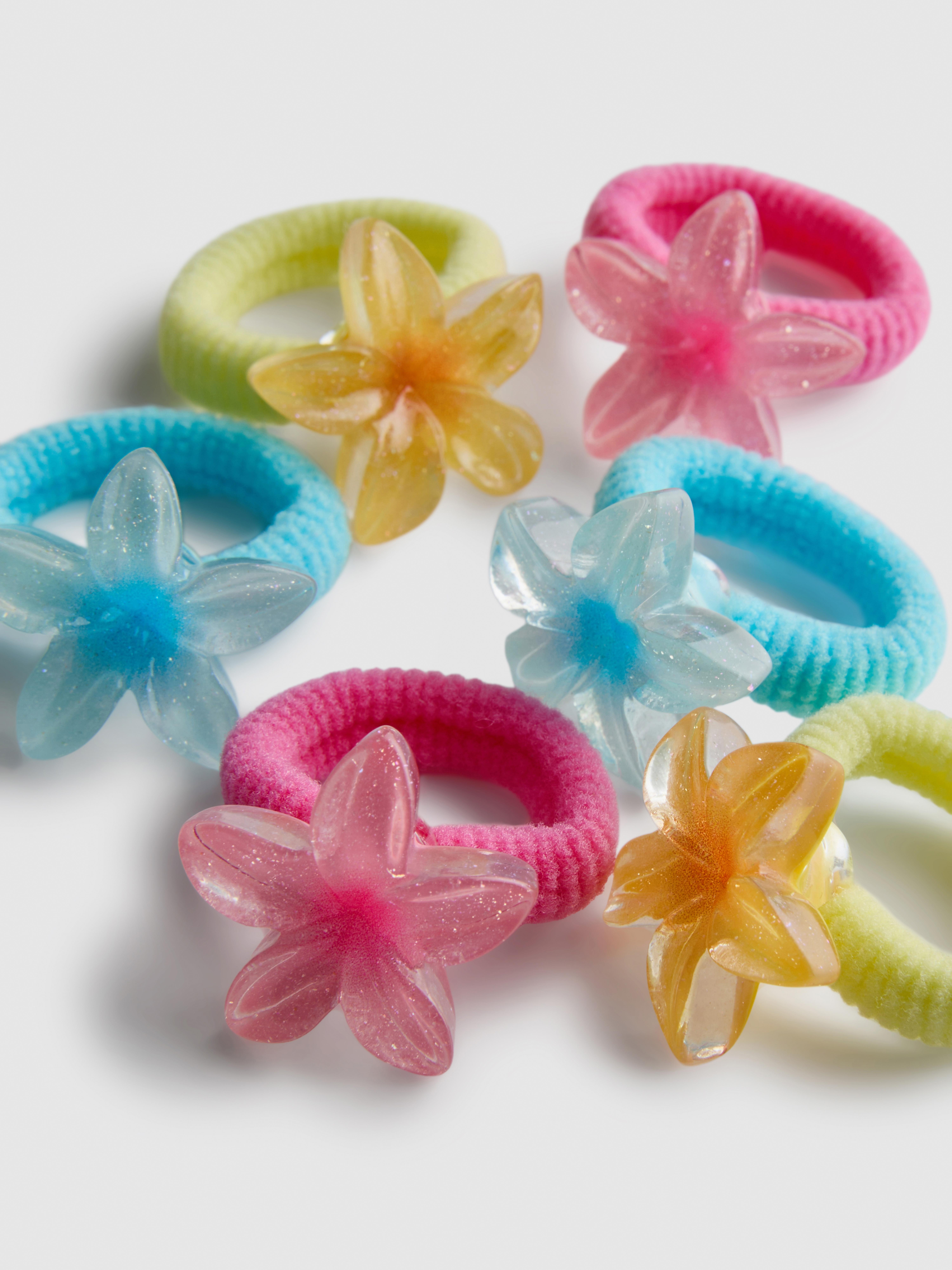 Pack 6 elásticos cabelo amuletos flores hibisco