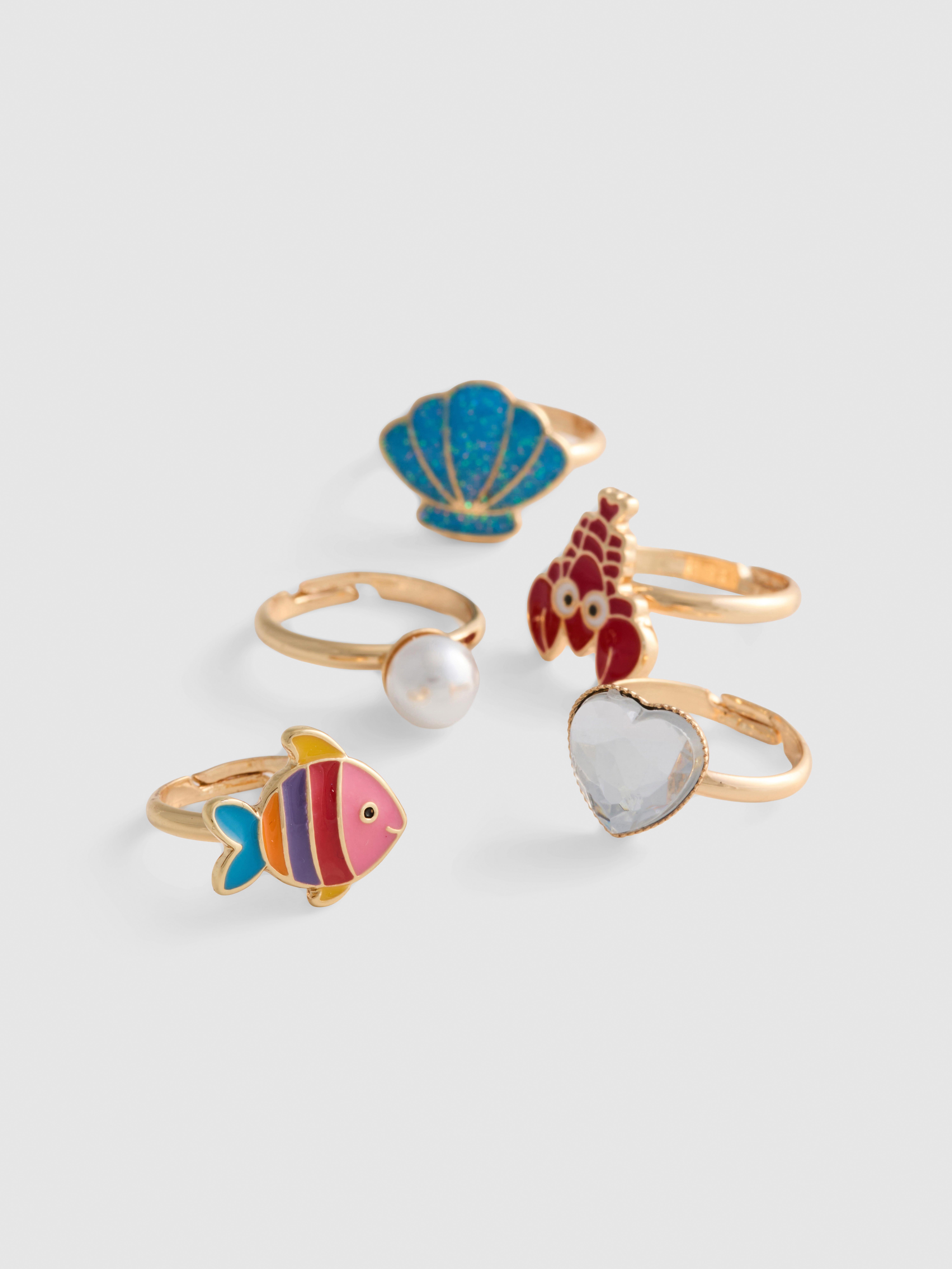 5pk Sea Charm Rings