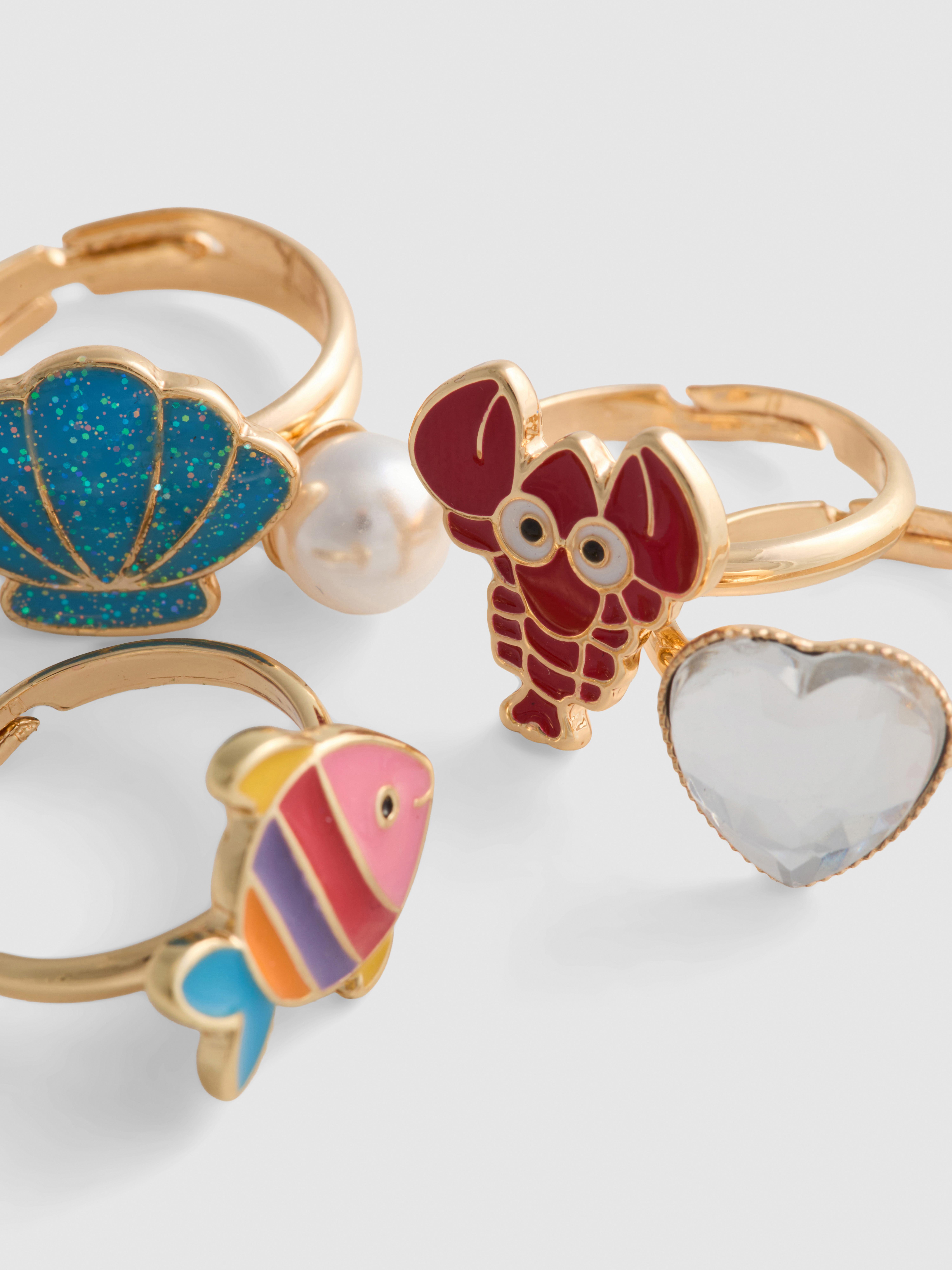 5pk Sea Charm Rings