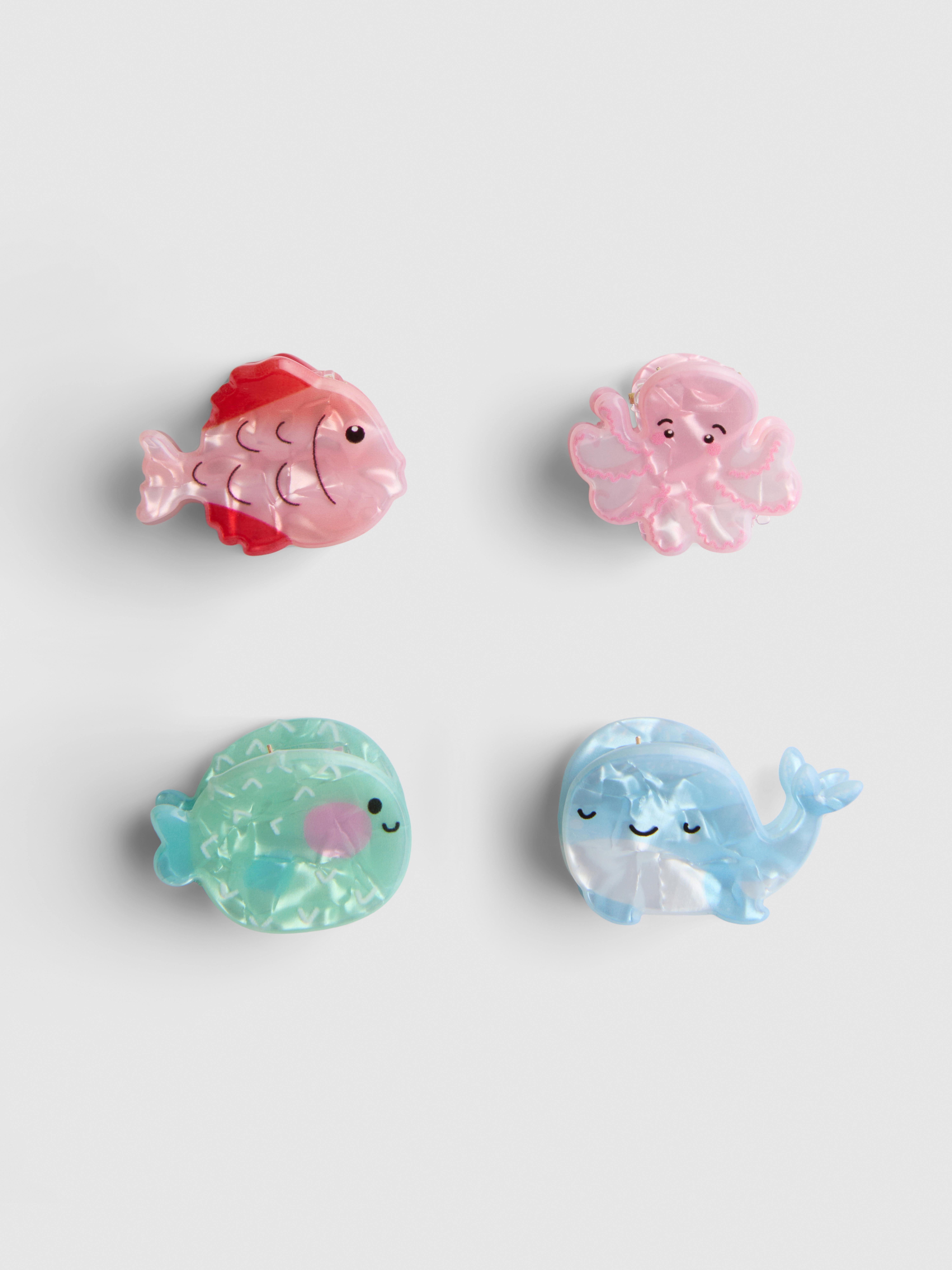 4pk Sea Creature Hair Clips