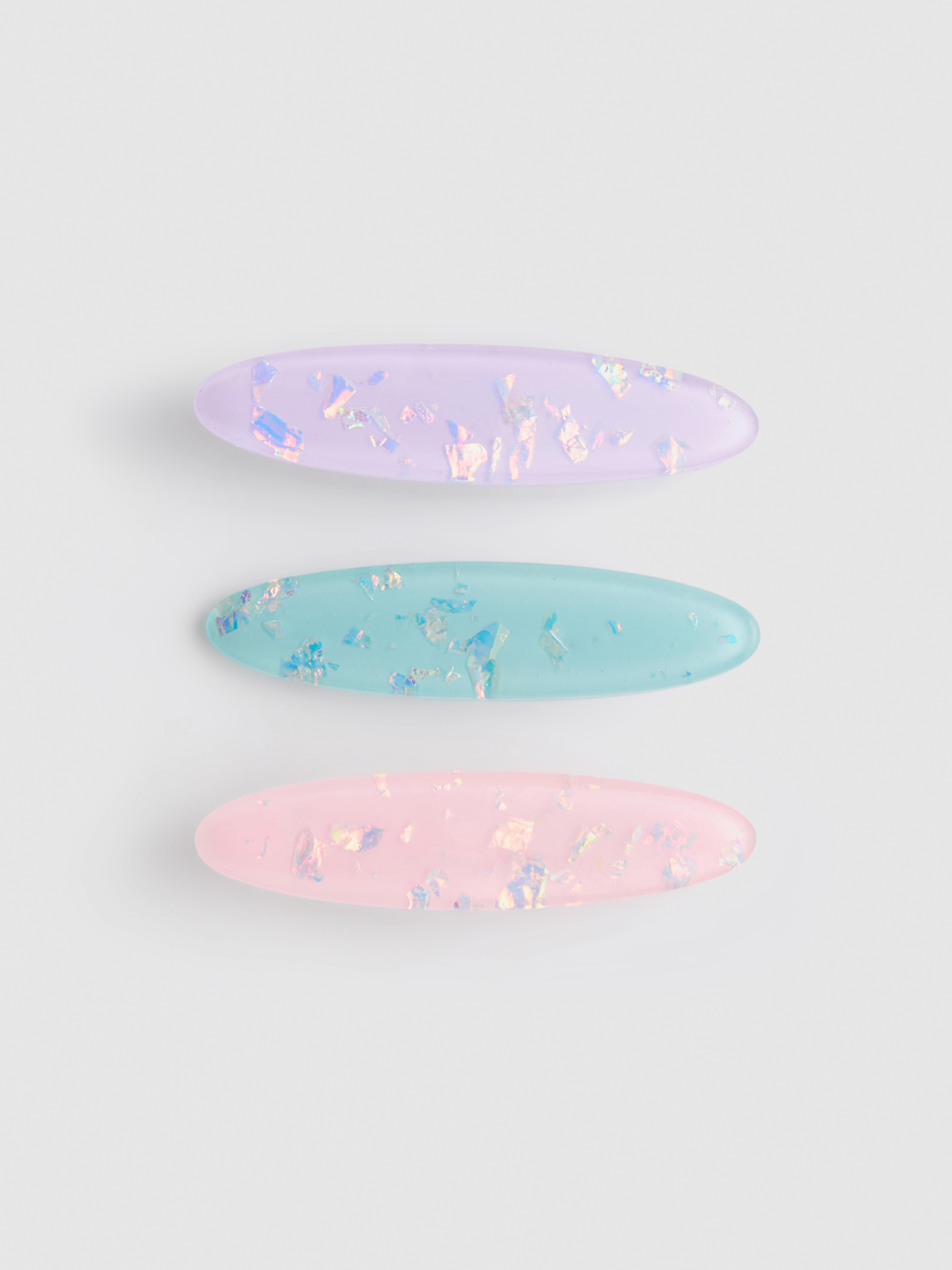 3pk Oval Resin Hair Clips
