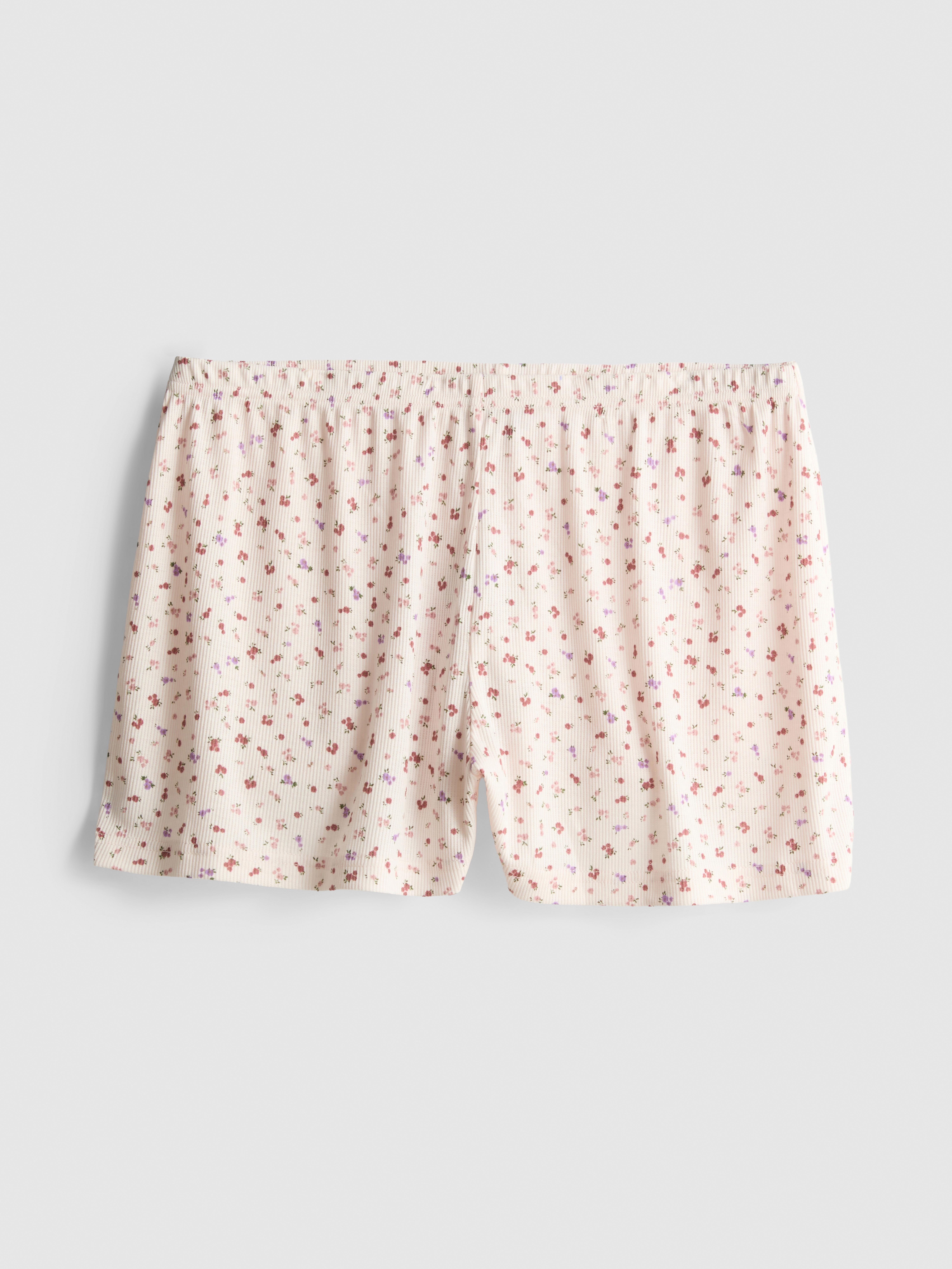 Printed Ribbed Pajama Shorts