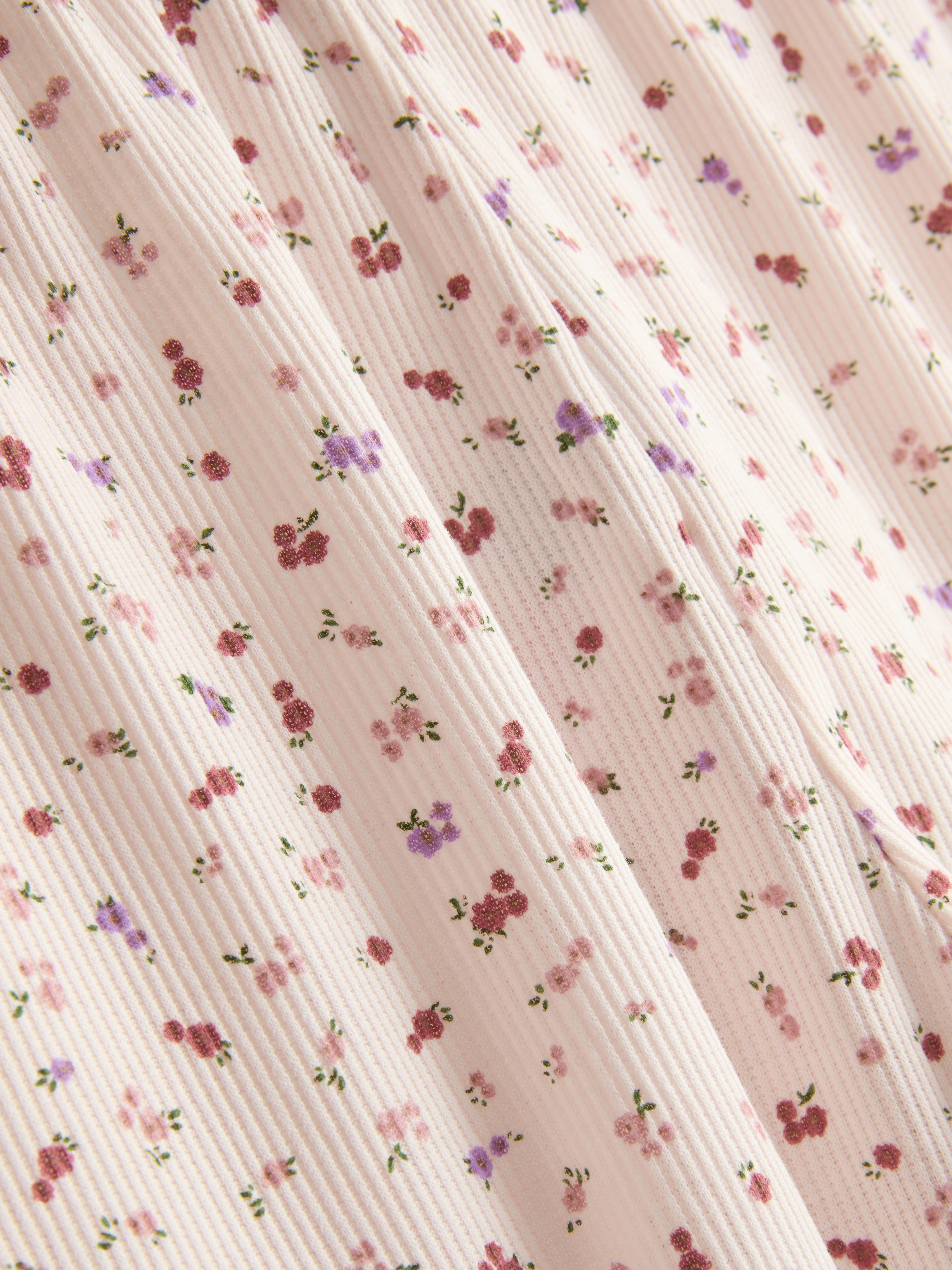 Printed Ribbed Pajama Shorts