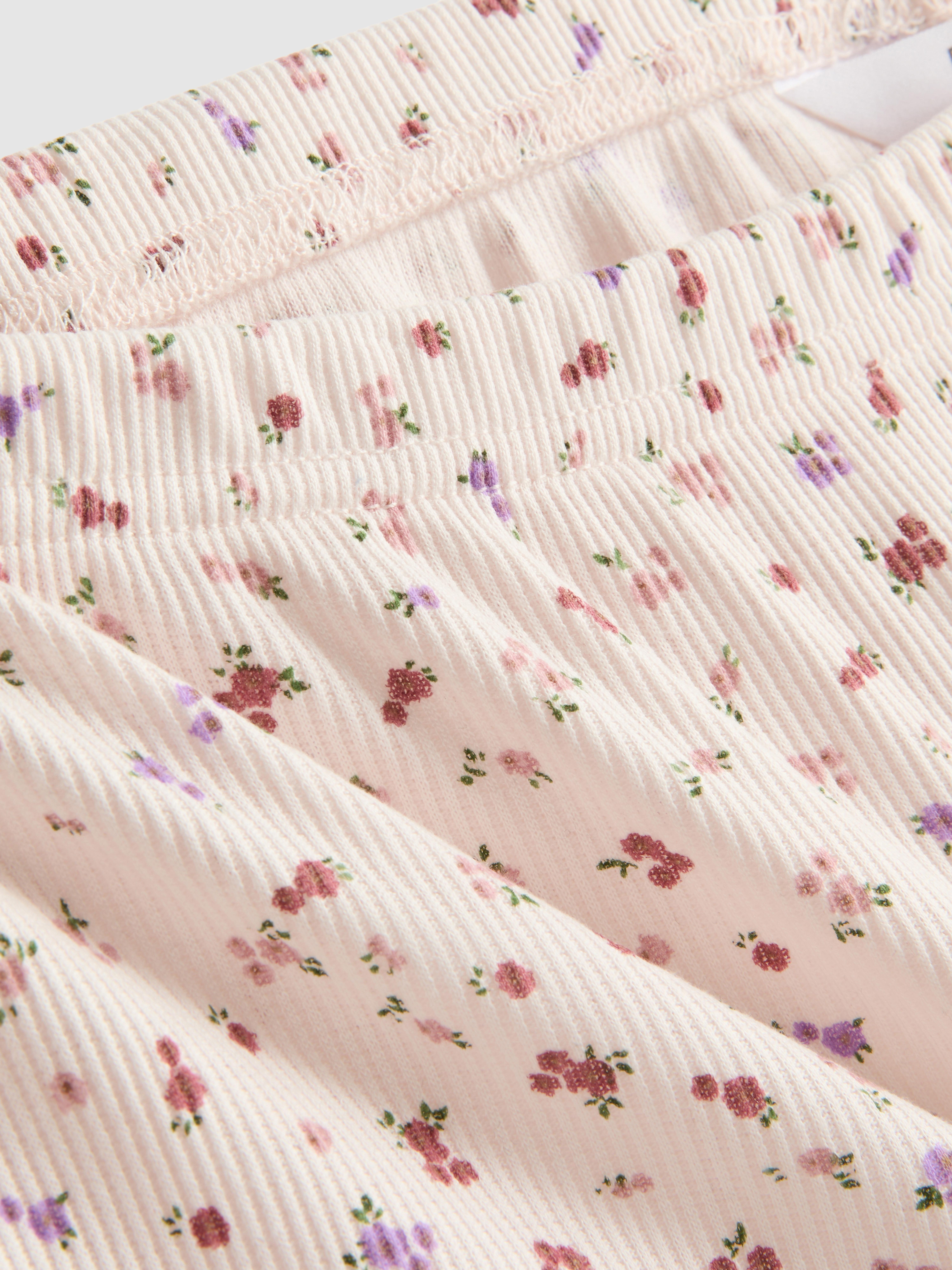 Printed Ribbed Pajama Shorts